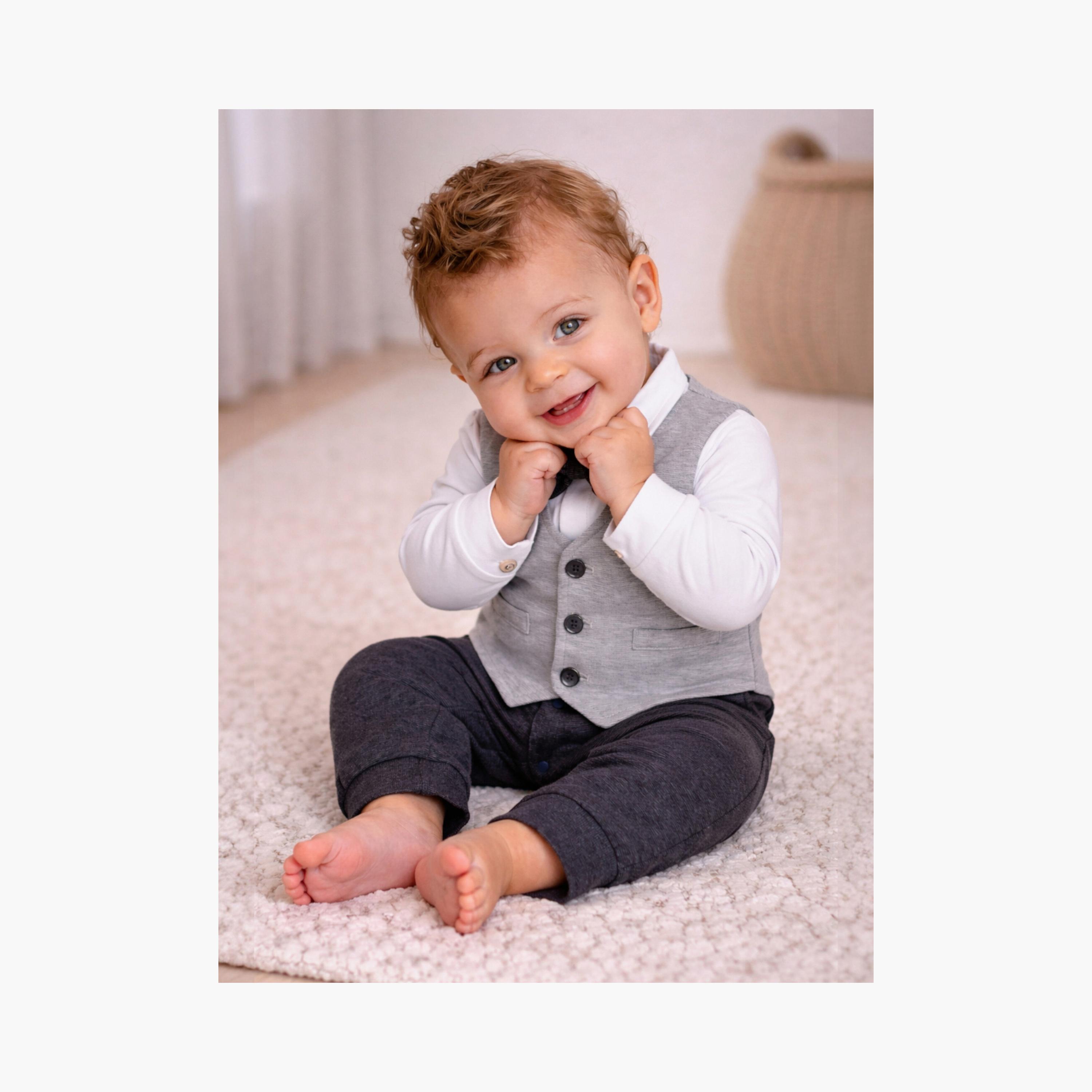 Victor and Jane Waistcoat, Shirt & Bow Tie Mock Rompers Set-boys-clothing-rompersanddungarees-image-5