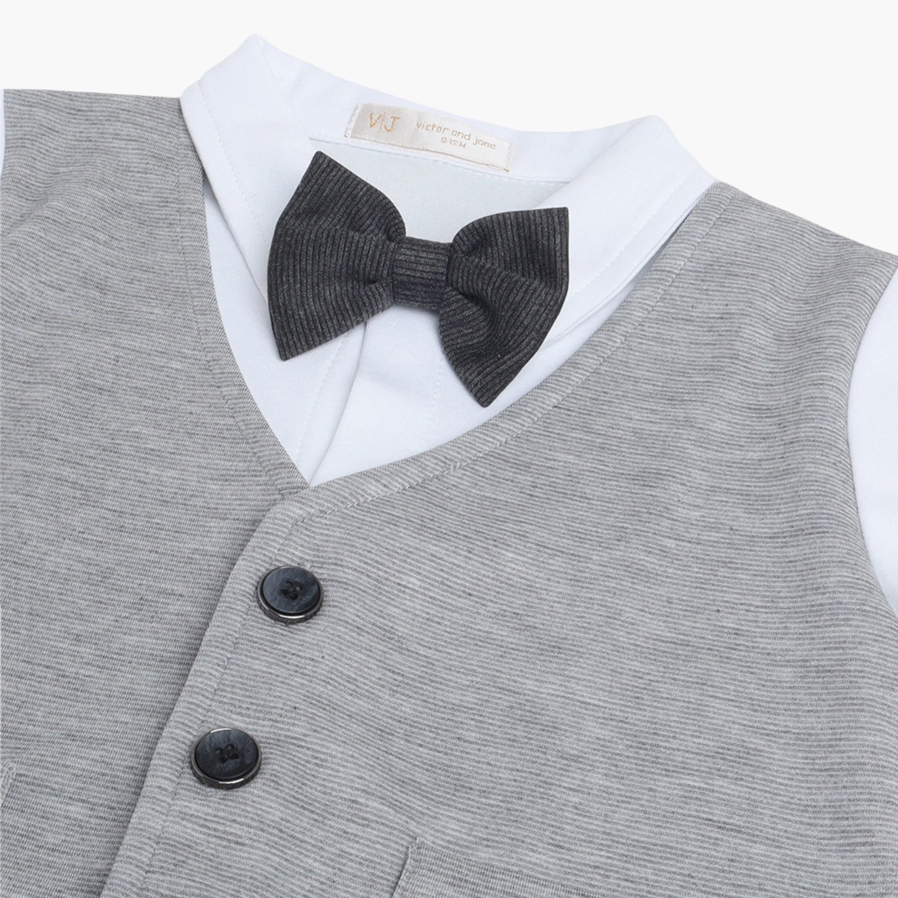 Victor and Jane Waistcoat, Shirt & Bow Tie Mock Rompers Set-boys-clothing-rompersanddungarees-image-6