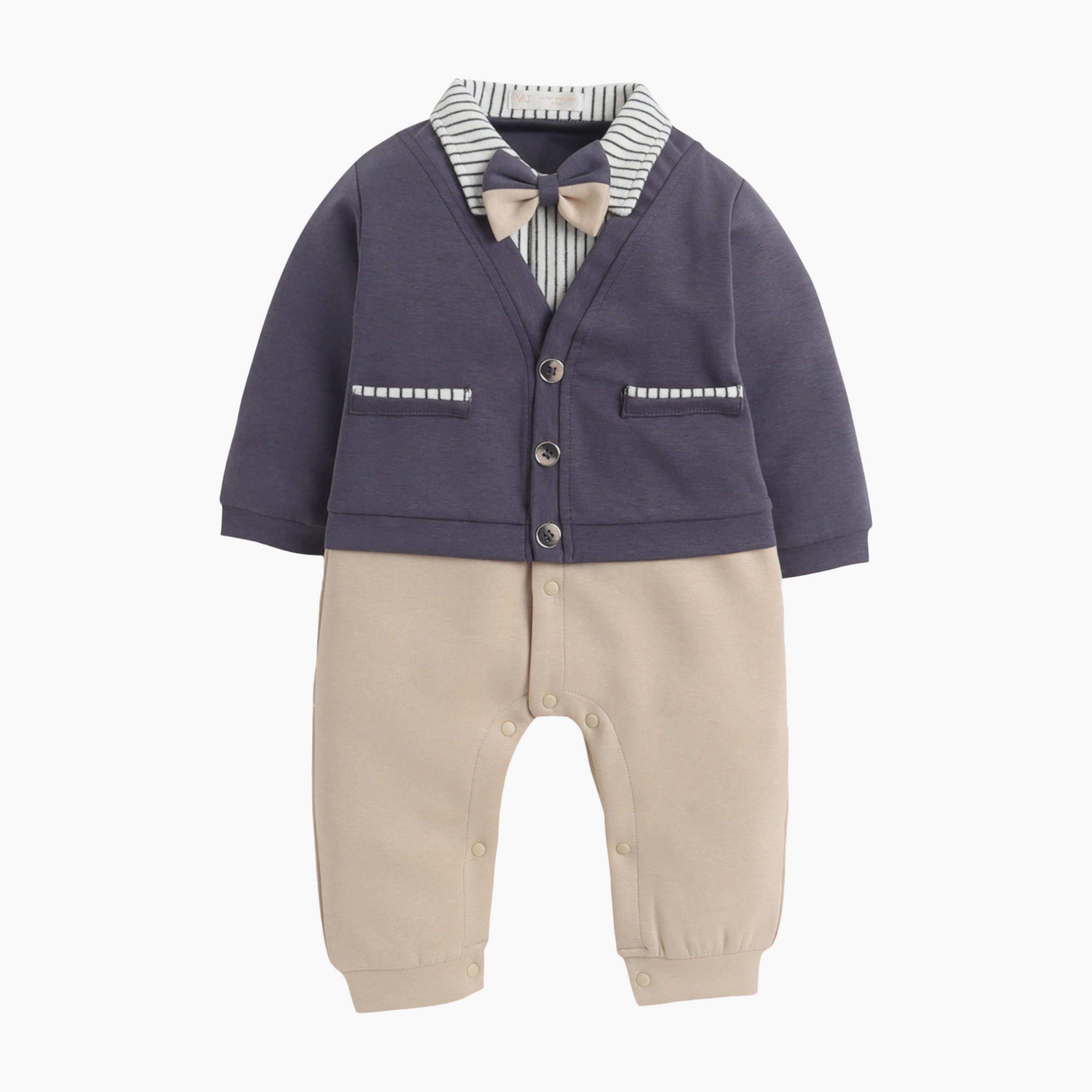 Victor and Jane Cardigan & Bow Tie Rompers Set-baby-boys-clothing-rompers-image-1