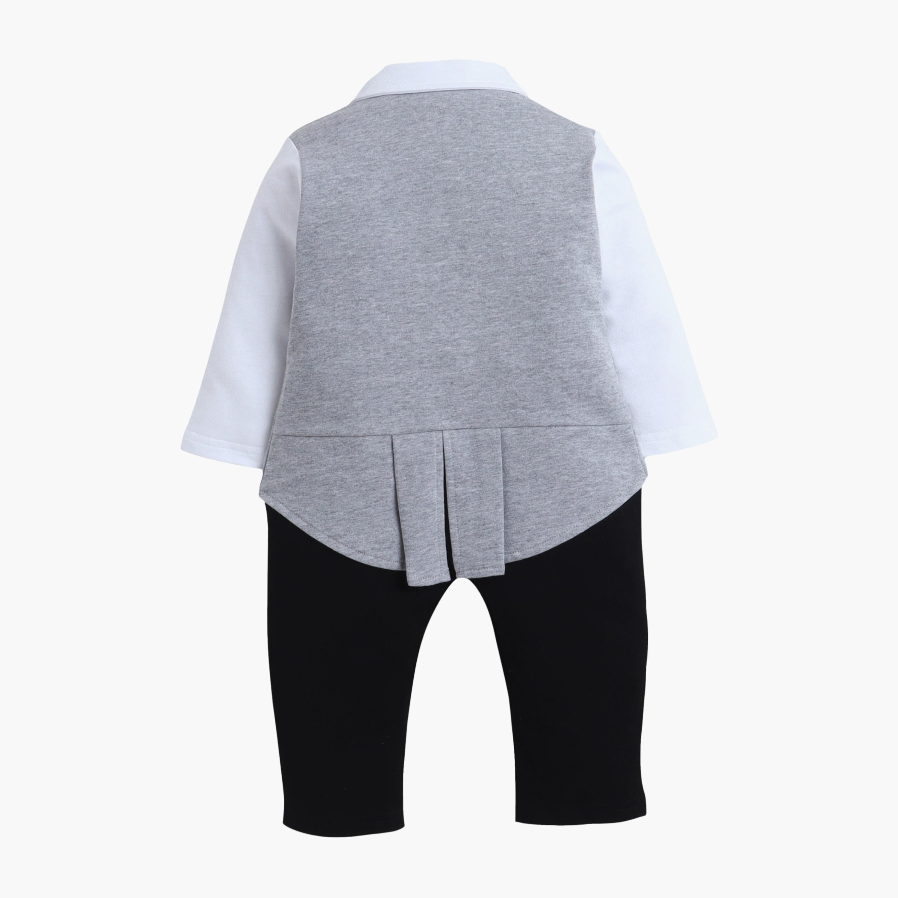 Victor and Jane Tuxedo, Shirt & Bow Tie Mock Rompers Set-baby-boys-clothing-rompers-image-2