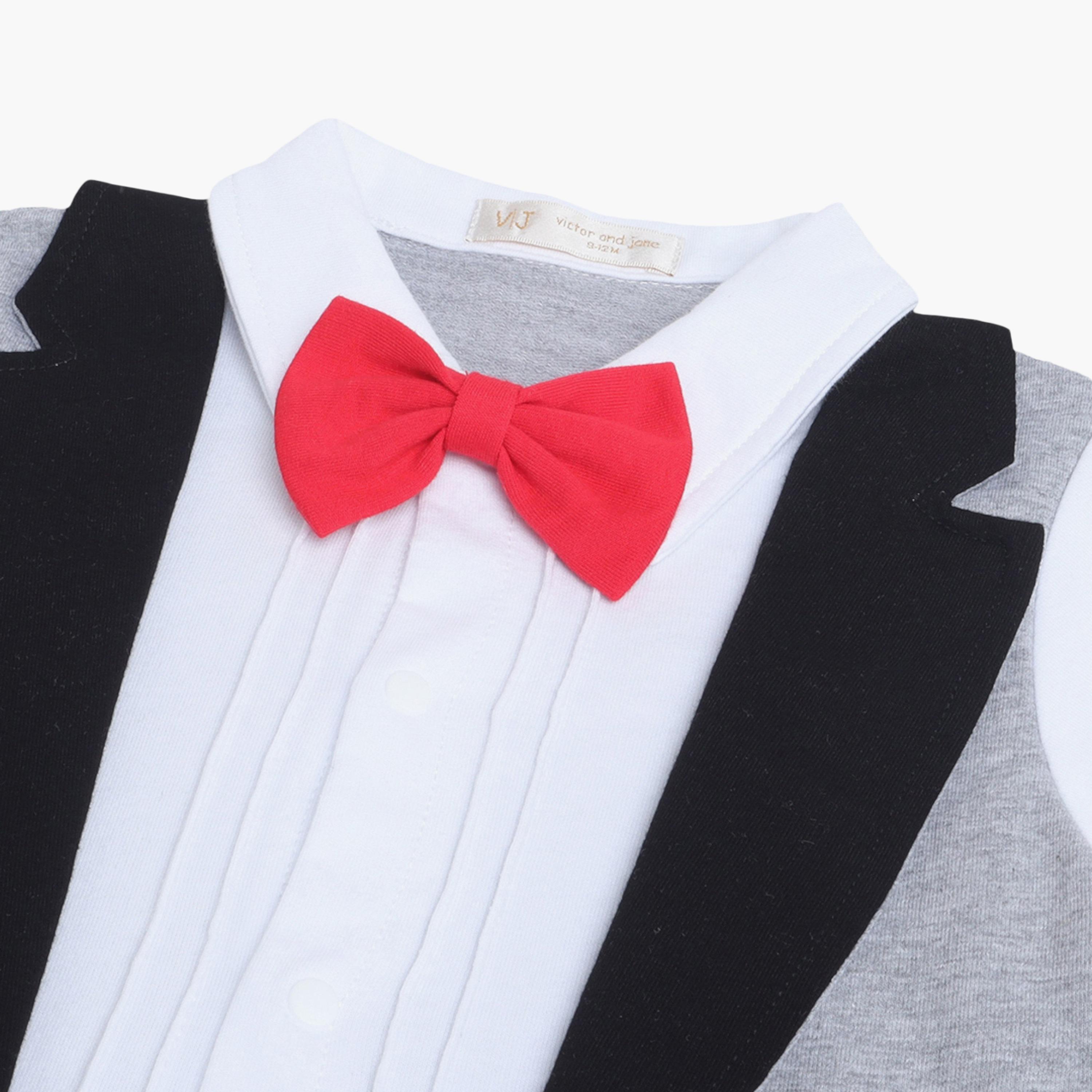 Victor and Jane Tuxedo, Shirt & Bow Tie Mock Rompers Set-baby-boys-clothing-rompers-image-6
