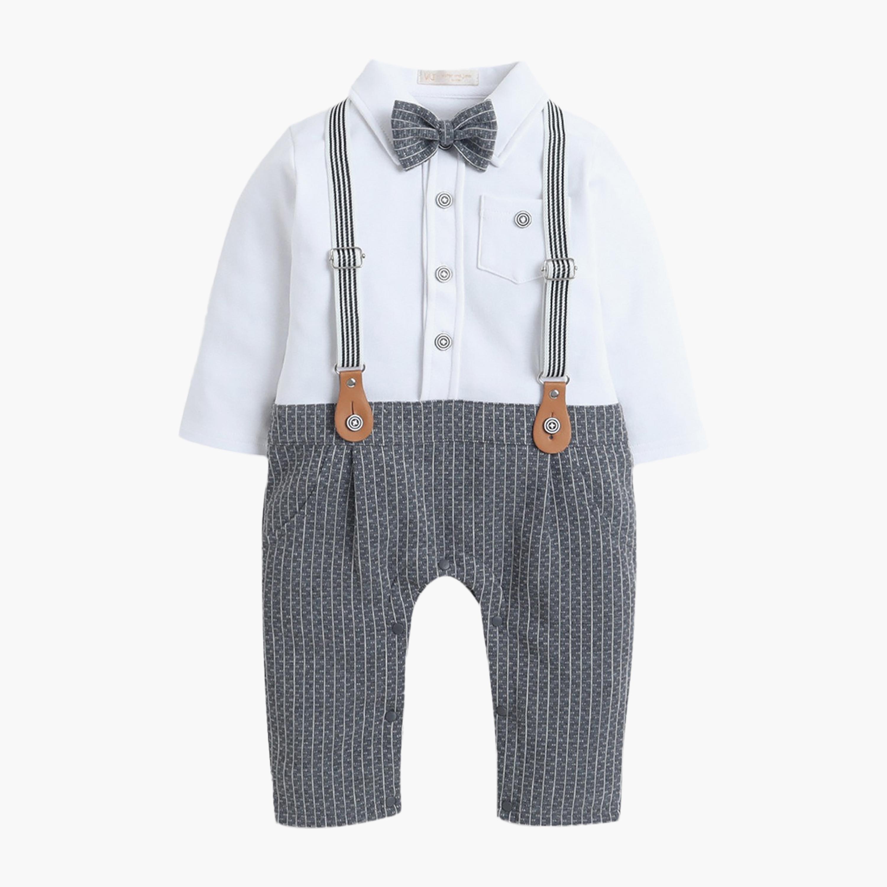 طقم رومبير بتصميم وهمي (موك) مكون من قميص، ربطة عنق وحمالات من فيكتور آند جين-baby-boys-clothing-rompers-image-7