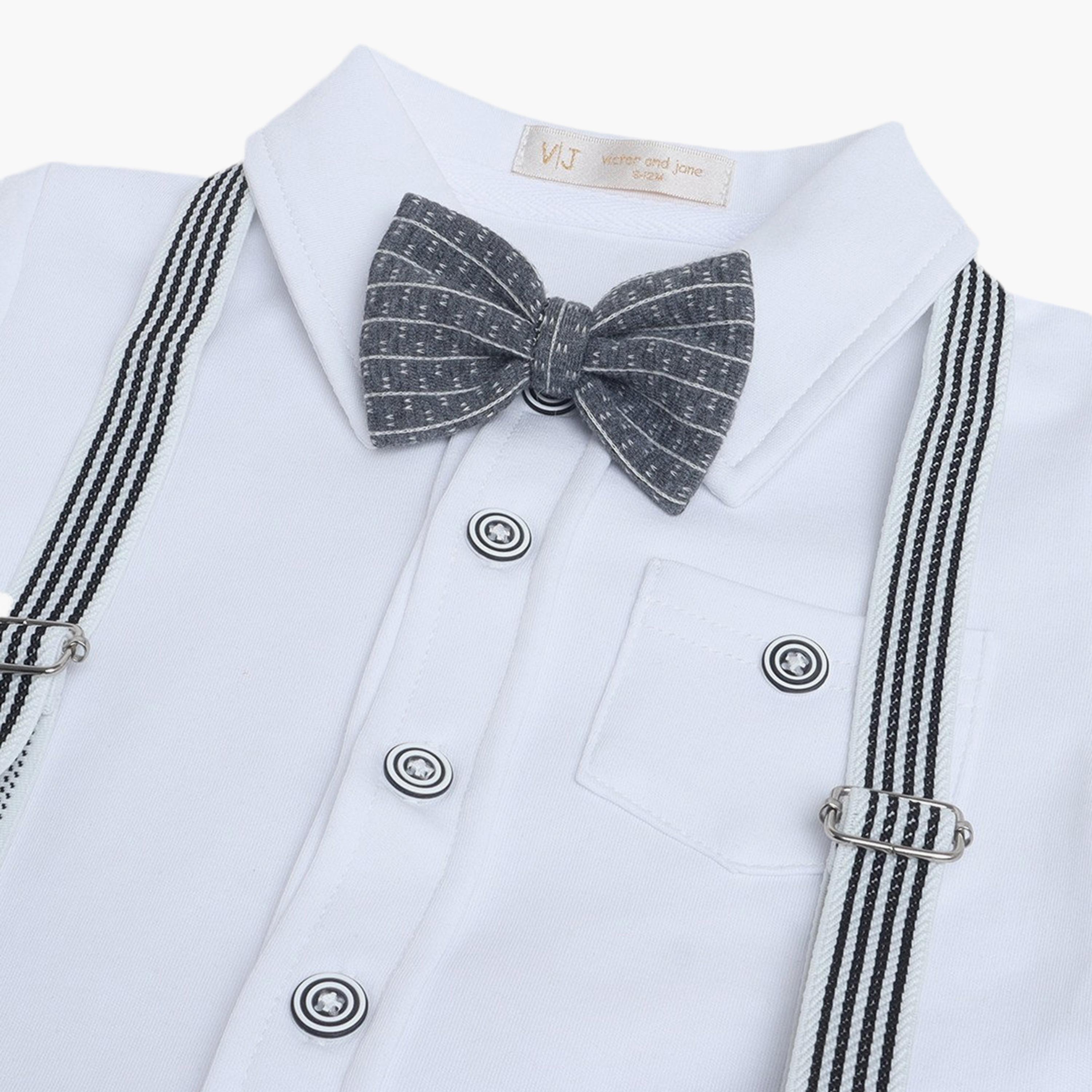 طقم رومبير بتصميم وهمي (موك) مكون من قميص، ربطة عنق وحمالات من فيكتور آند جين-baby-boys-clothing-rompers-image-2