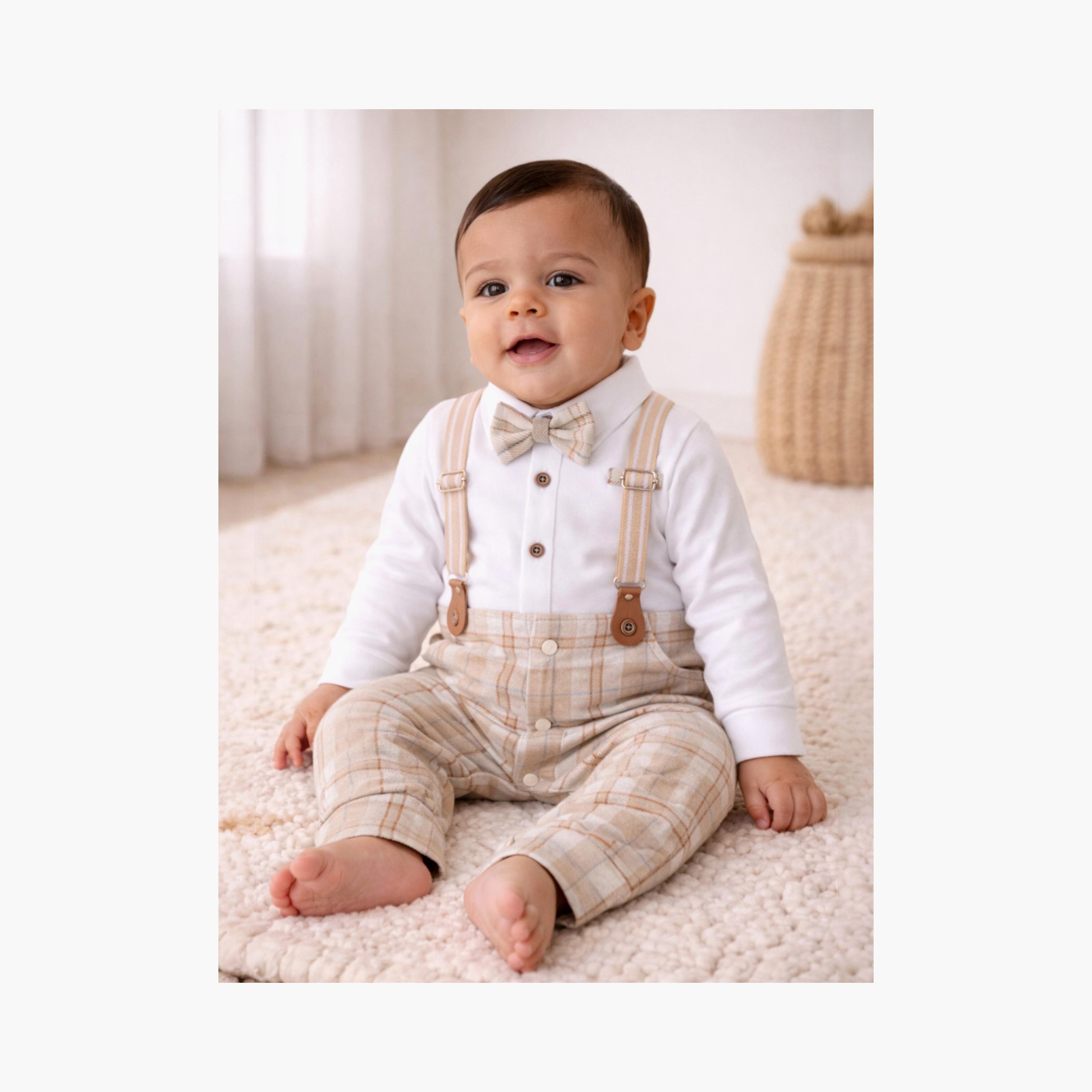 طقم رومبير بتصميم وهمي (موك) مكون من قميص، ربطة عنق وحمالات من فيكتور آند جين-baby-boys-clothing-rompers-image-4
