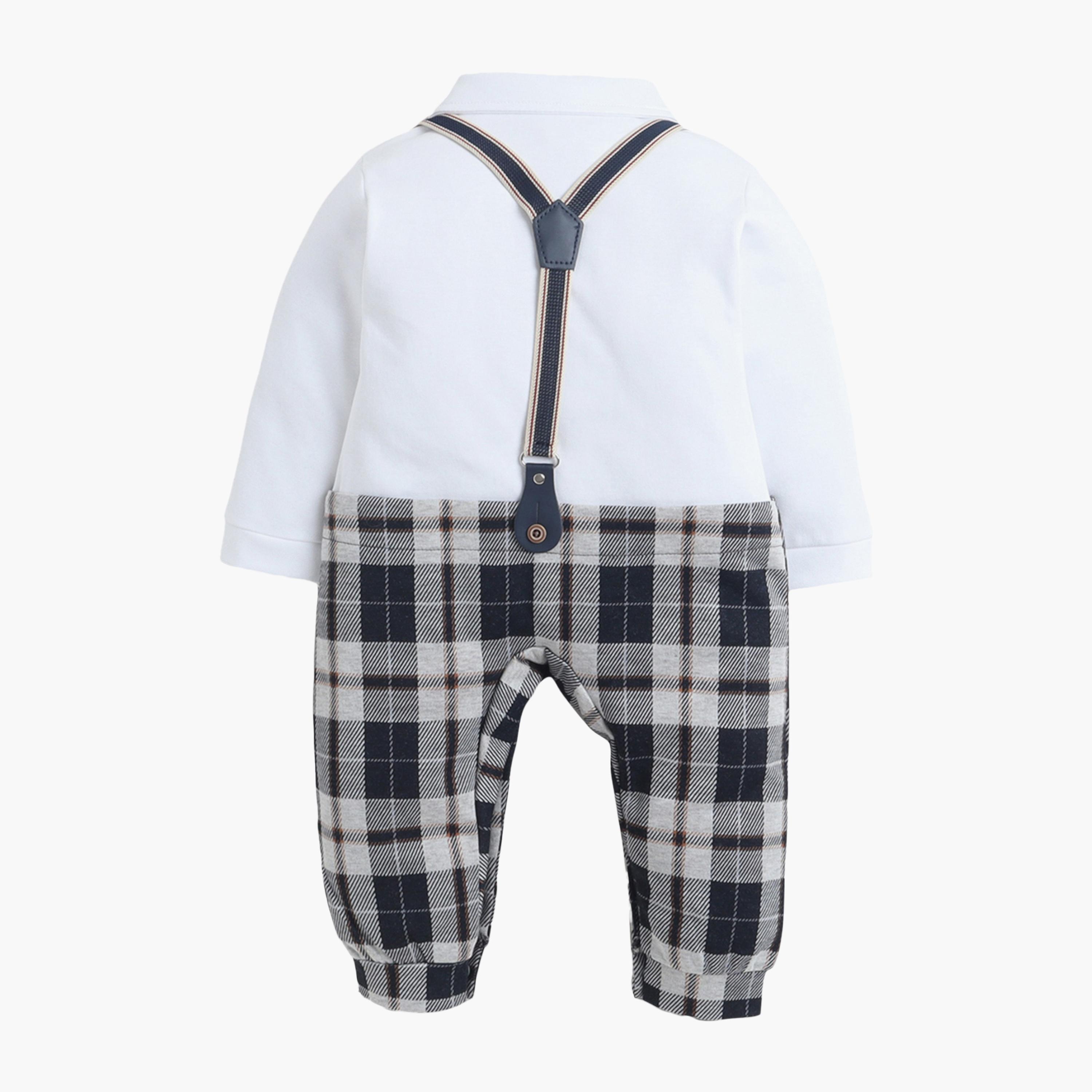 Victor and Jane Checked Shirt, Bow Tie & Suspenders Mock Rompers Set-baby-boys-clothing-rompers-image-2
