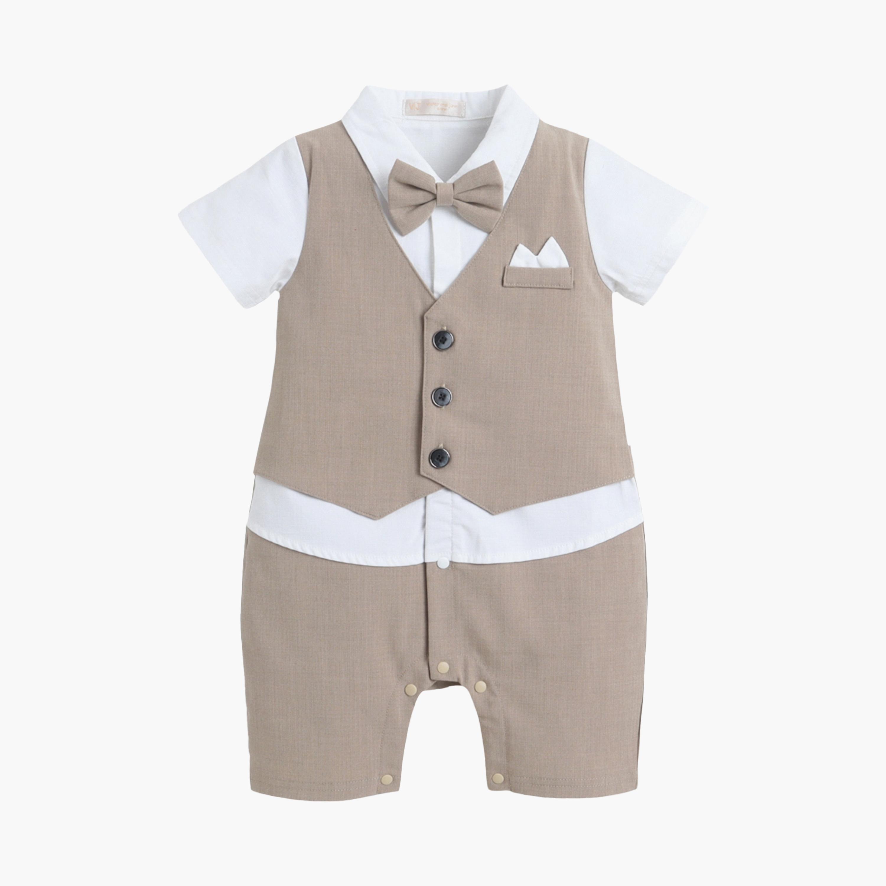 طقم رومبير بتصميم وهمي (موك) مكون من سديري، قميص وربطة عنق من فيكتور آند جين-baby-boys-clothing-rompers-image-7