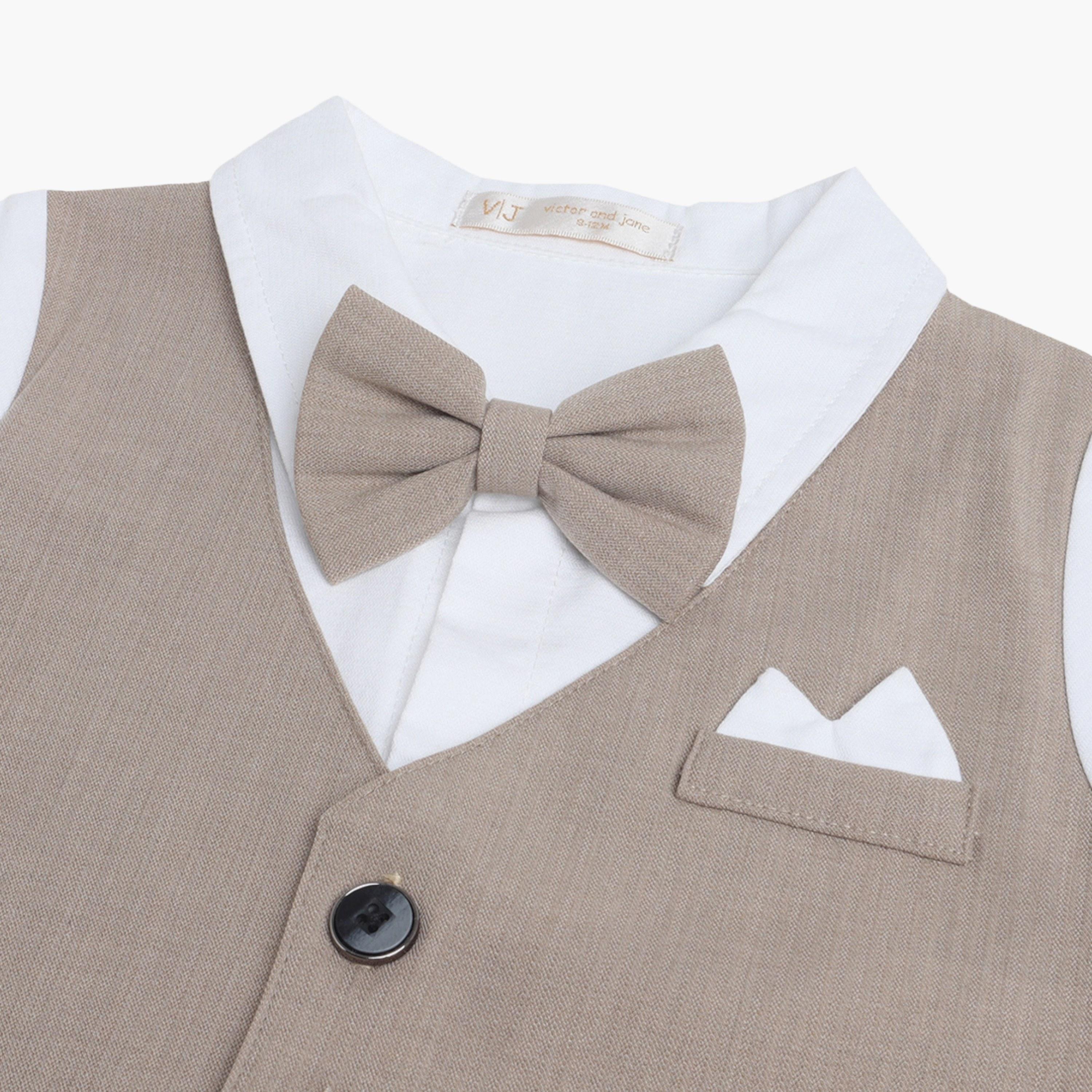 طقم رومبير بتصميم وهمي (موك) مكون من سديري، قميص وربطة عنق من فيكتور آند جين-baby-boys-clothing-rompers-image-3