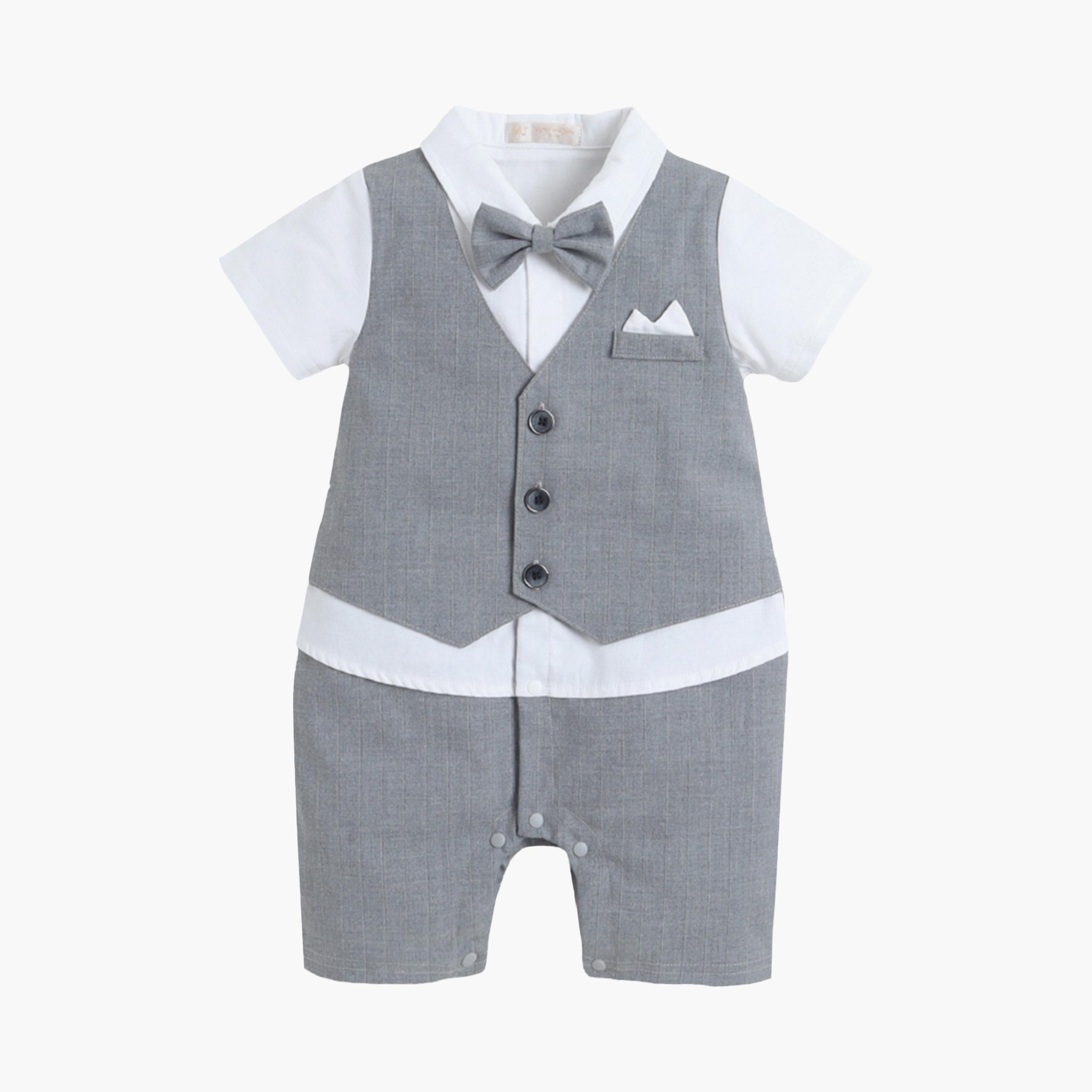 Victor and Jane Waistcoat, Shirt & Bow Tie Mock Rompers Set-boys-clothing-rompersanddungarees-image-1