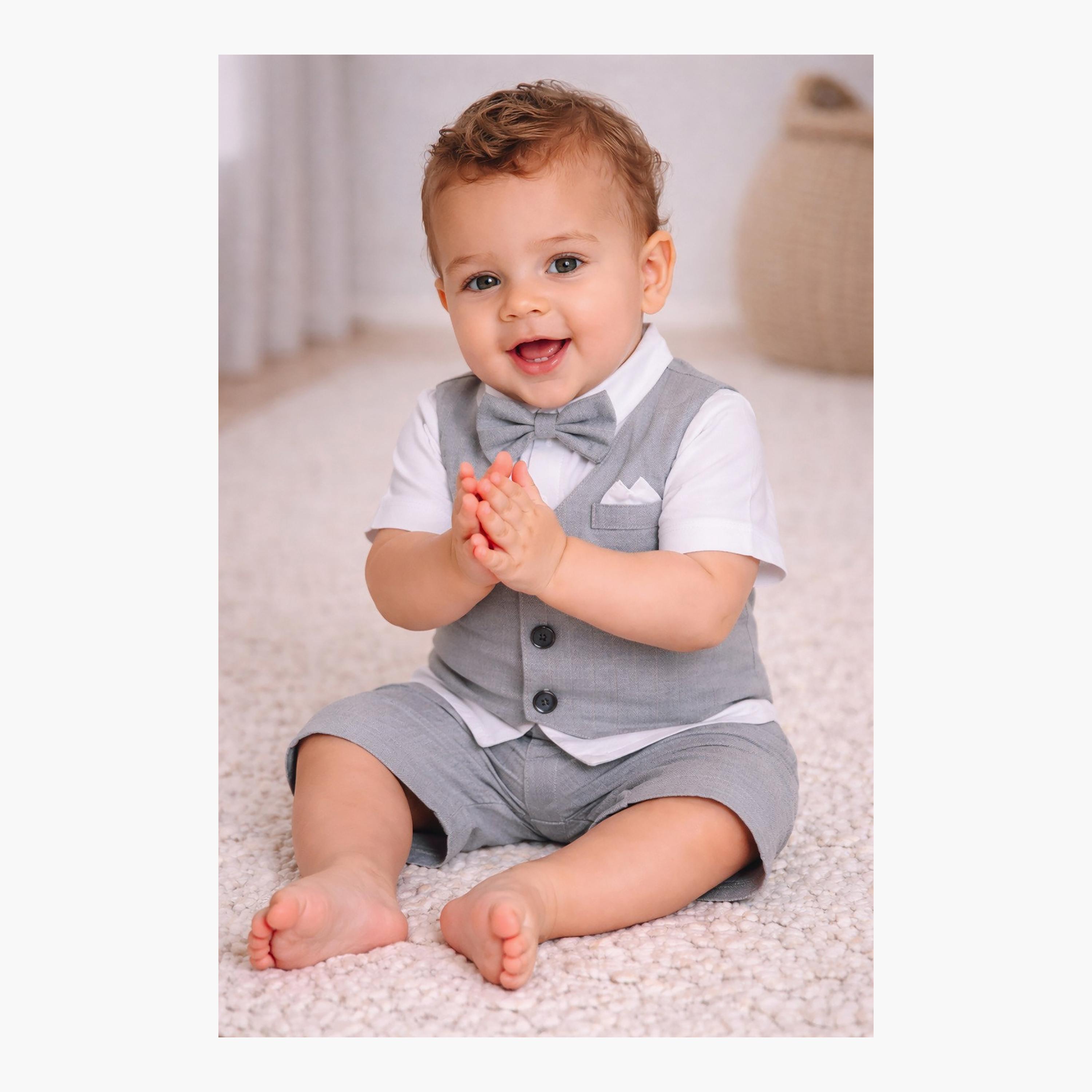 Victor and Jane Waistcoat, Shirt & Bow Tie Mock Rompers Set-boys-clothing-rompersanddungarees-image-3