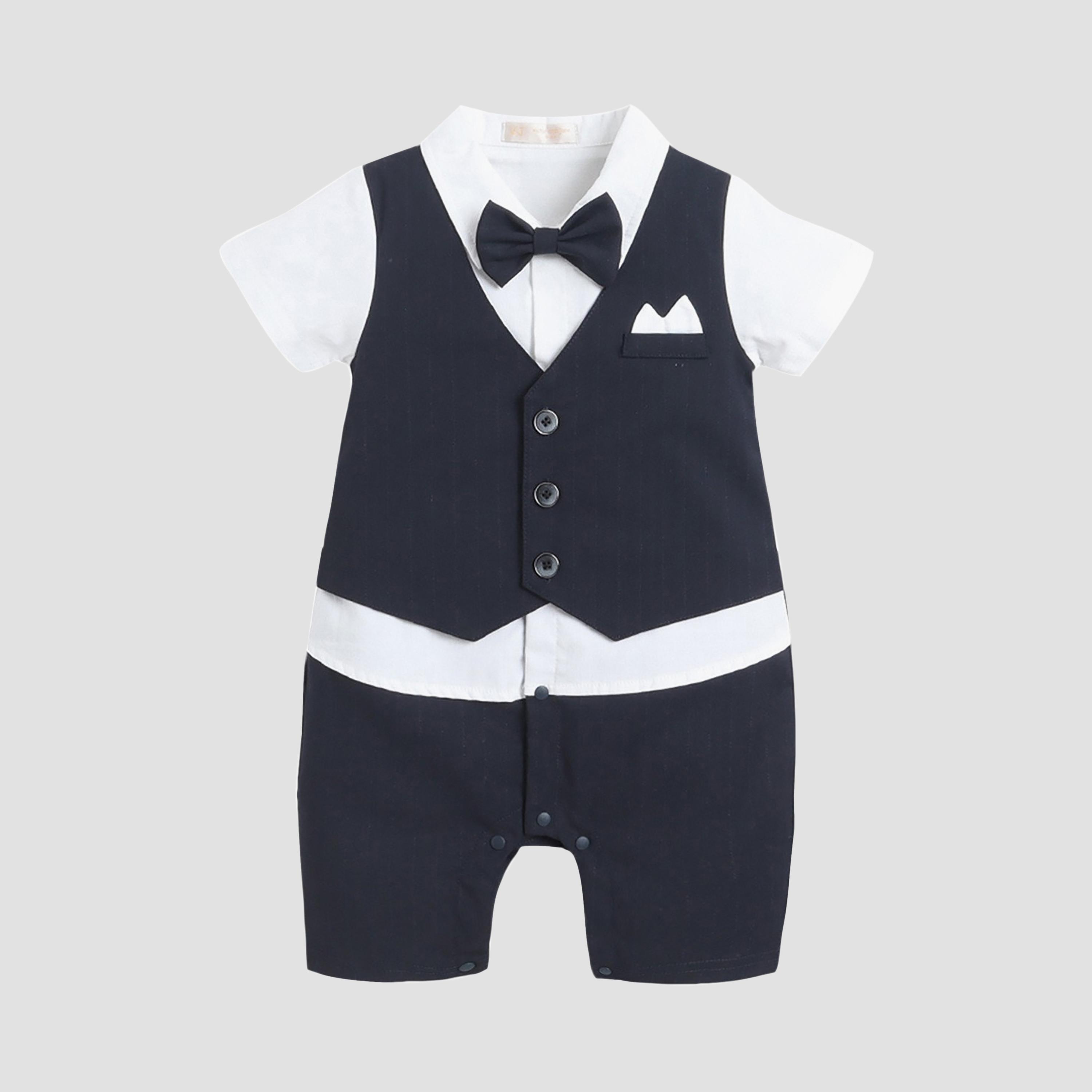 Victor and Jane Waistcoat, Shirt & Bow Tie Mock Rompers Set-boys-clothing-rompersanddungarees-image-1