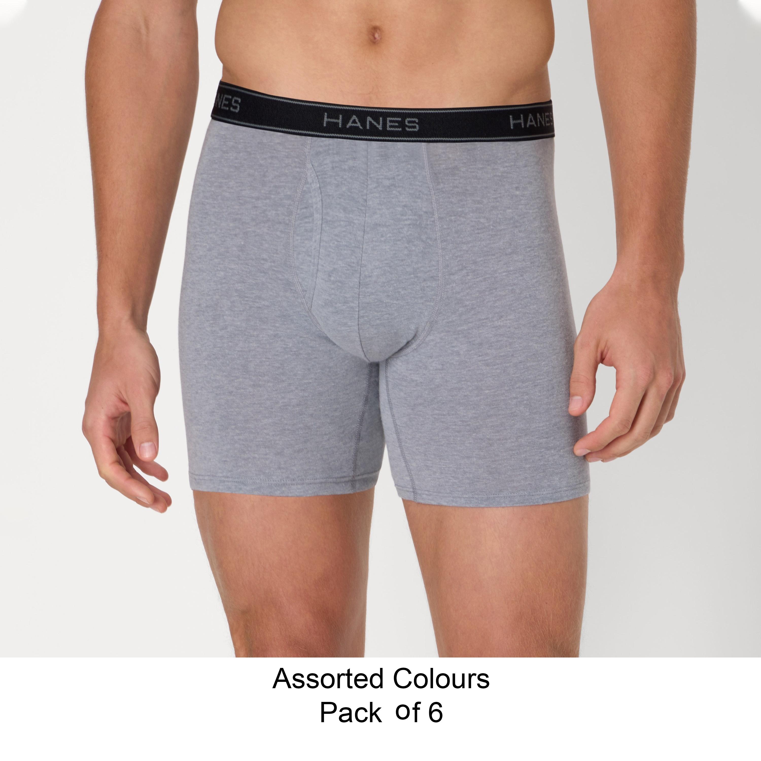 Hanes Assorted Pack of 6 Brand Logo Waist Band Men's Boxer Briefs-men-clothing-innerwear-underwear-image-1