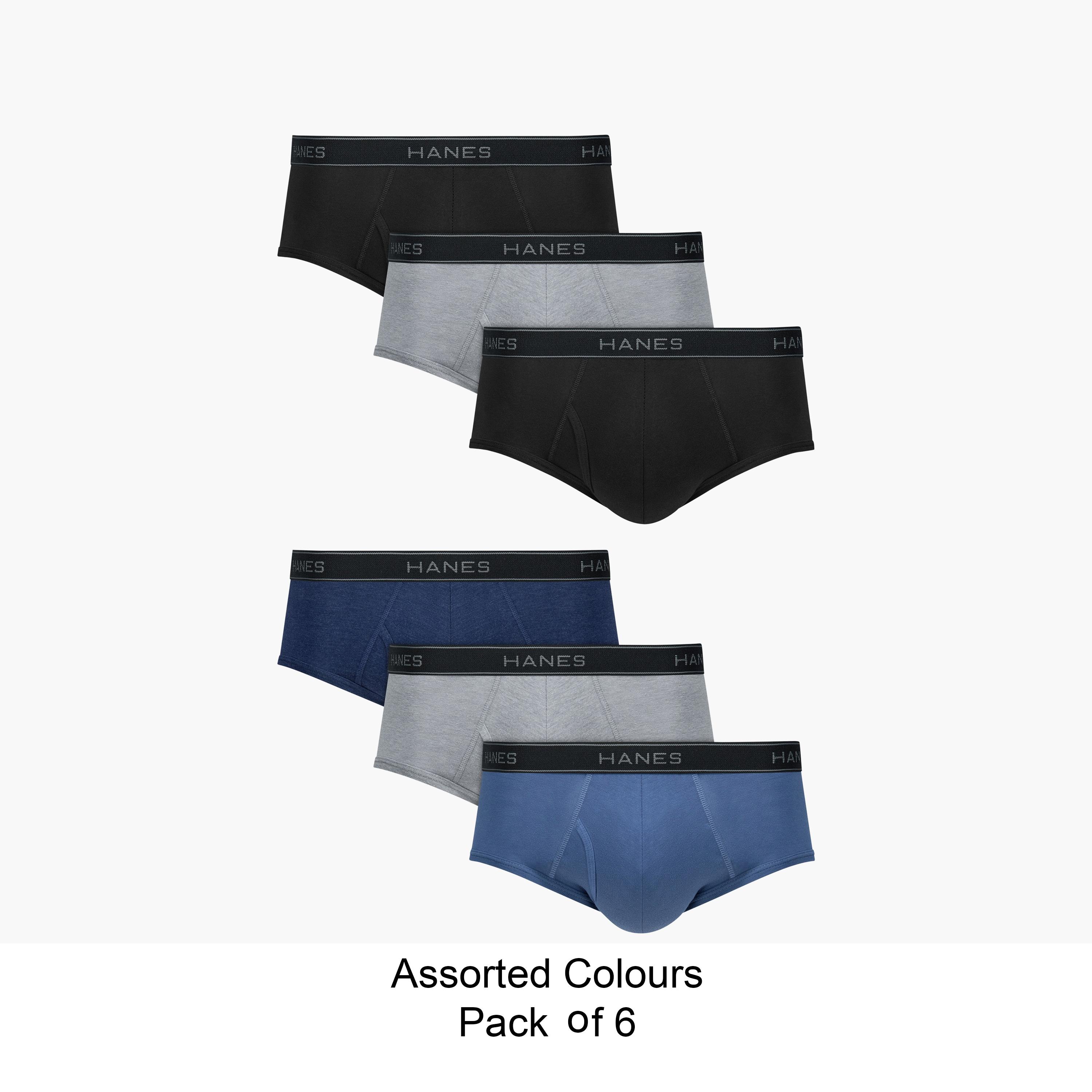طقم سراويل "بريفز" رجالي بخصر مطبوع بشعار الماركة - عبوة تشكيلة من 6 قطع من هينز-men-clothing-innerwear-underwear-image-1