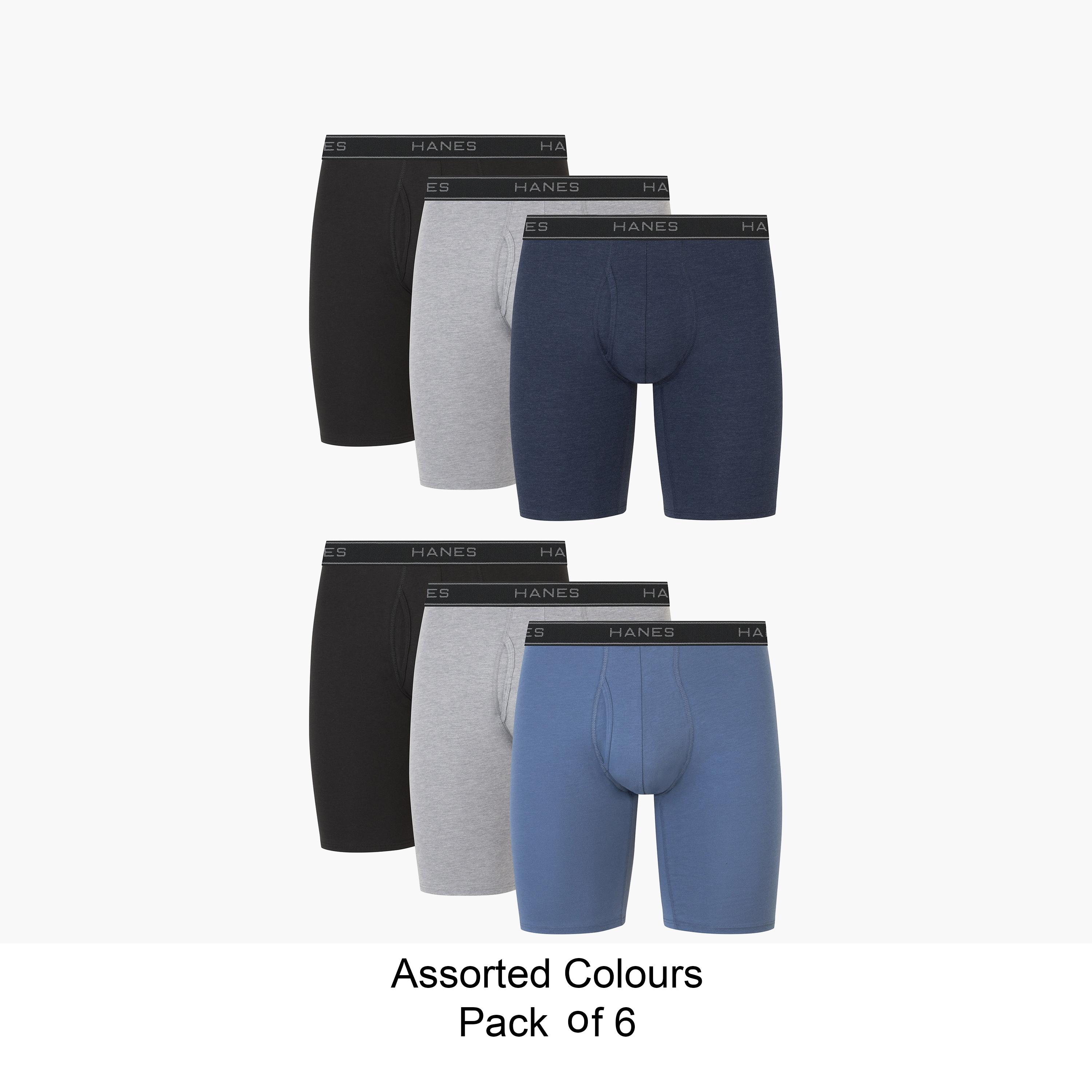 طقم سراويل "بوكسر بريفز" رجالي بخصر يحمل شعار الماركة - عبوة تشكيلة من 6 قطع من هينز-men-clothing-innerwear-underwear-image-1