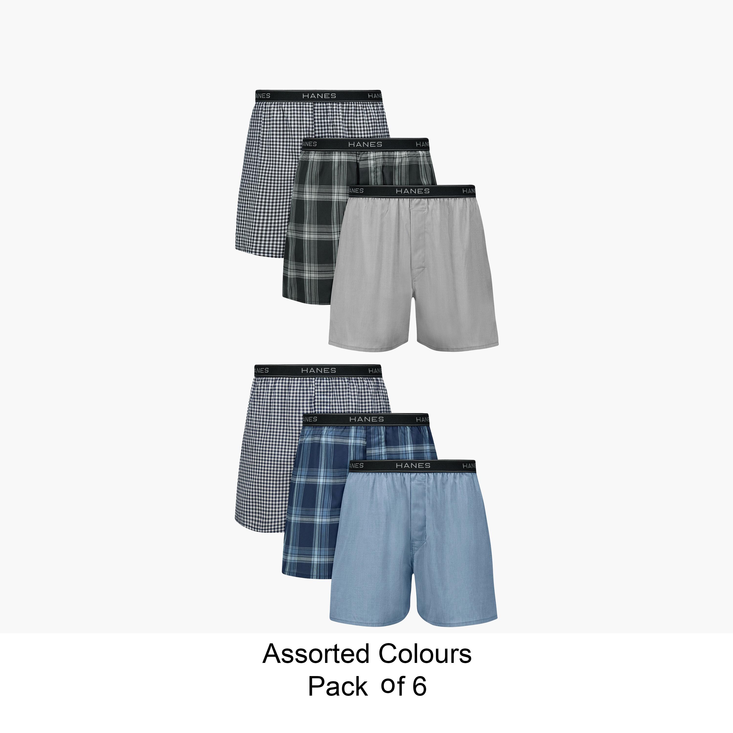 Hanes Assorted Pack of 6 Checked and Plain Men's Boxers-men-clothing-innerwear-underwear-image-1