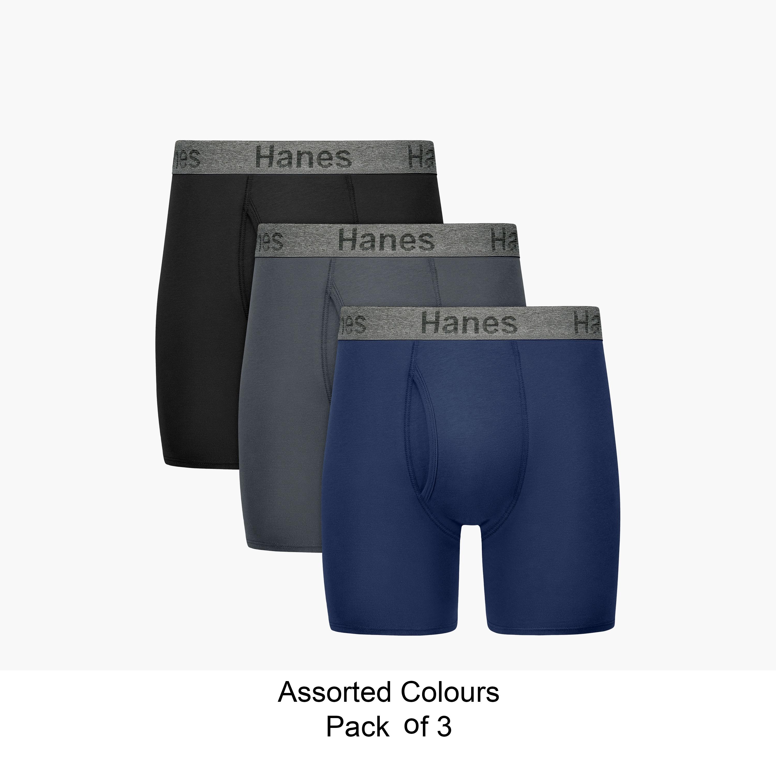 Hanes Assorted Pack of 3 Brand Logo Waist Band Men's Boxer Briefs-men-clothing-innerwear-underwear-image-1