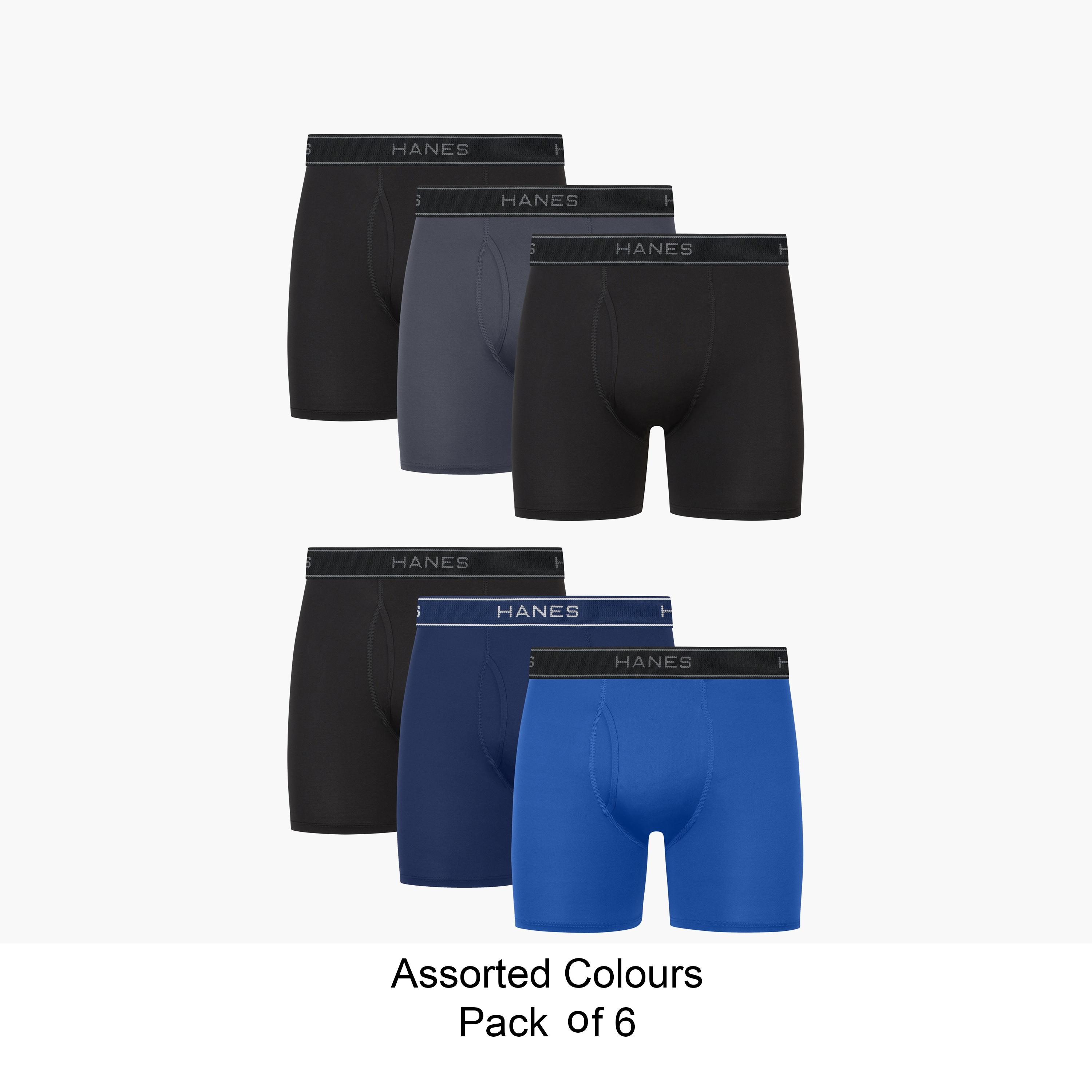 طقم سراويل "بوكسر بريفز" رجالي بخصر يحمل شعار الماركة - عبوة تشكيلة من 6 قطع من هينز-men-clothing-innerwear-underwear-image-1