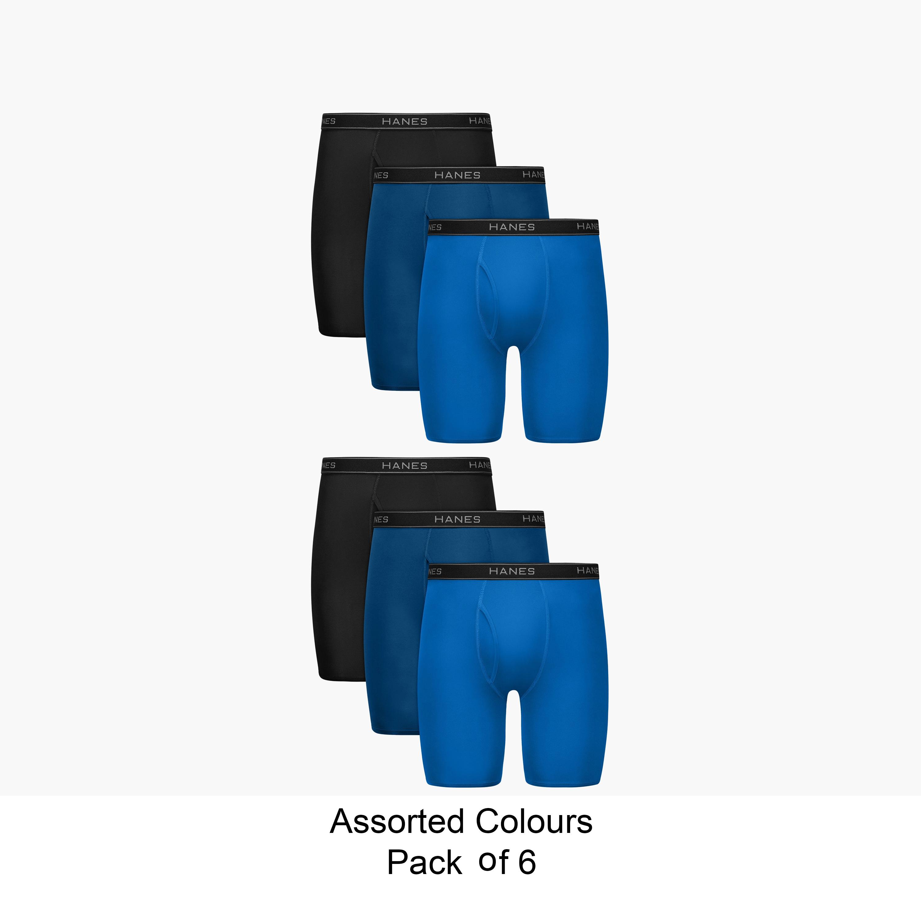 طقم سراويل "بوكسر بريفز" رجالي بخصر يحمل شعار الماركة - عبوة تشكيلة من 6 قطع من هينز-men-clothing-innerwear-underwear-image-1