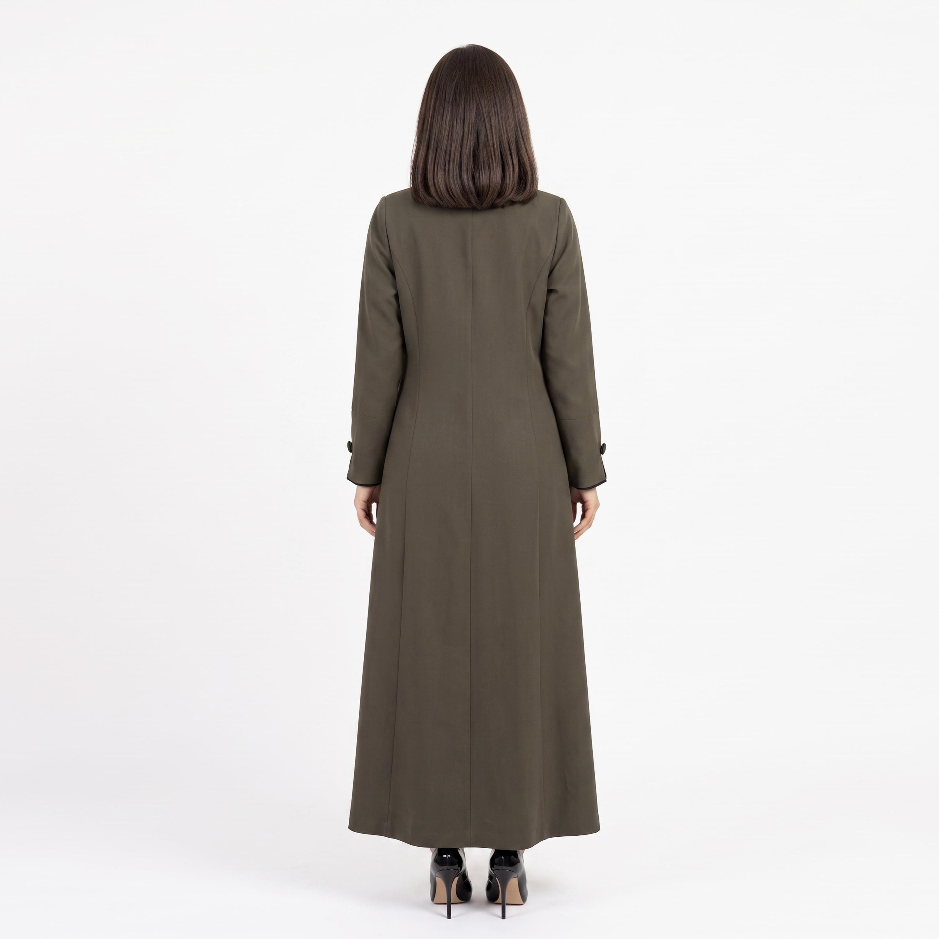 Hadiyath Al Madinah Notch Lapel Collar Coat Style Women's Open Front Abaya with Hijab-women-arabicclothing-abayas-image-4