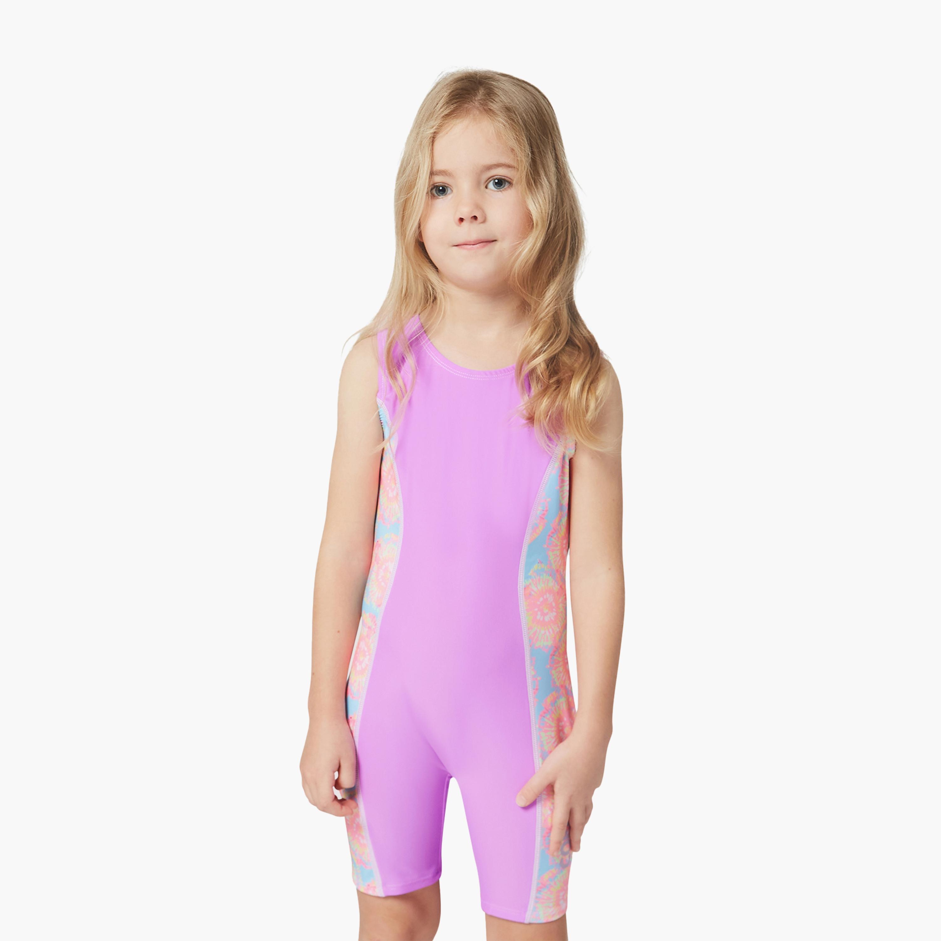 COEGA Girls Kids Swim Shortie, Pink Blue Tie Dye-sports-gear-swimming-girl-image-1