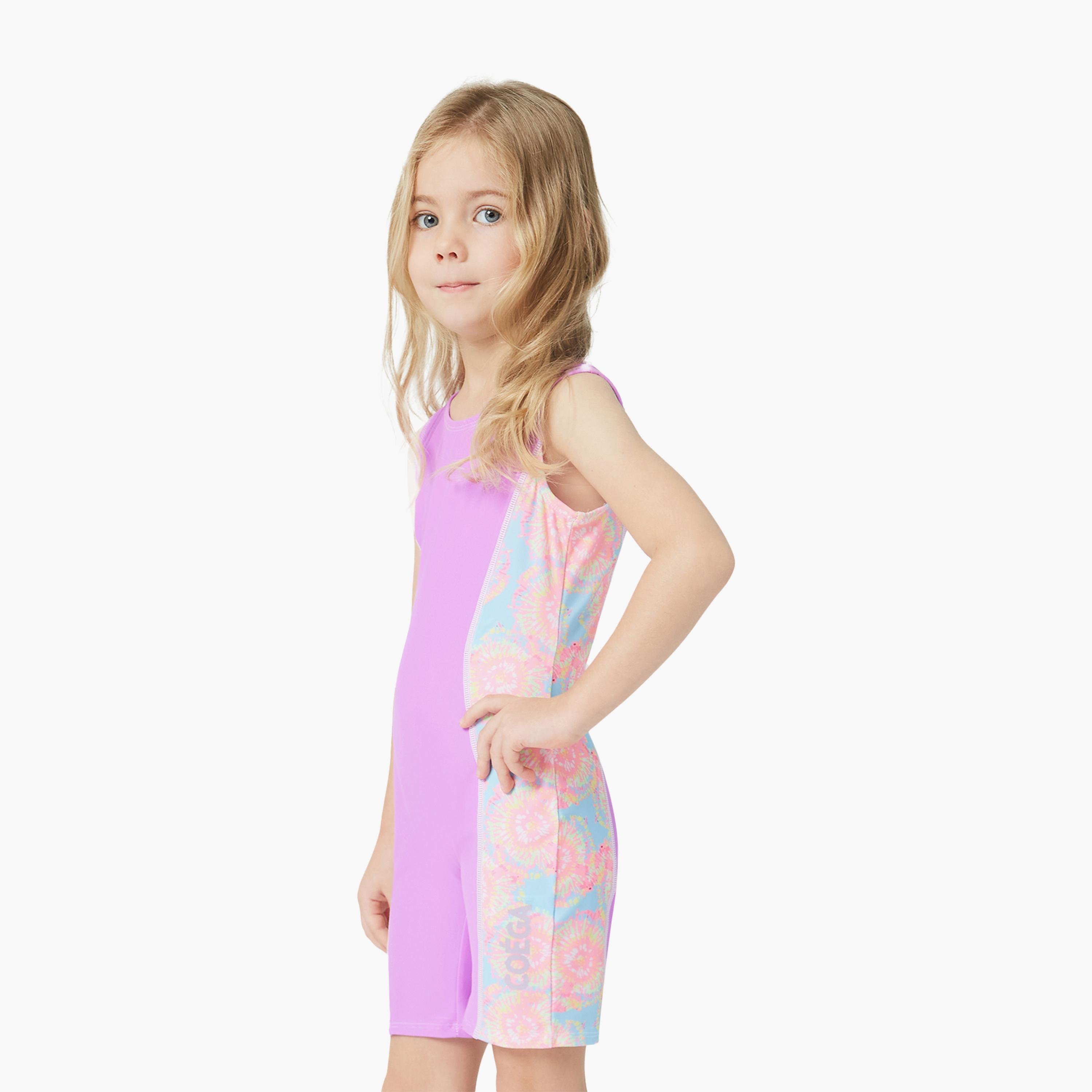 COEGA Girls Kids Swim Shortie, Pink Blue Tie Dye-sports-gear-swimming-girl-image-2