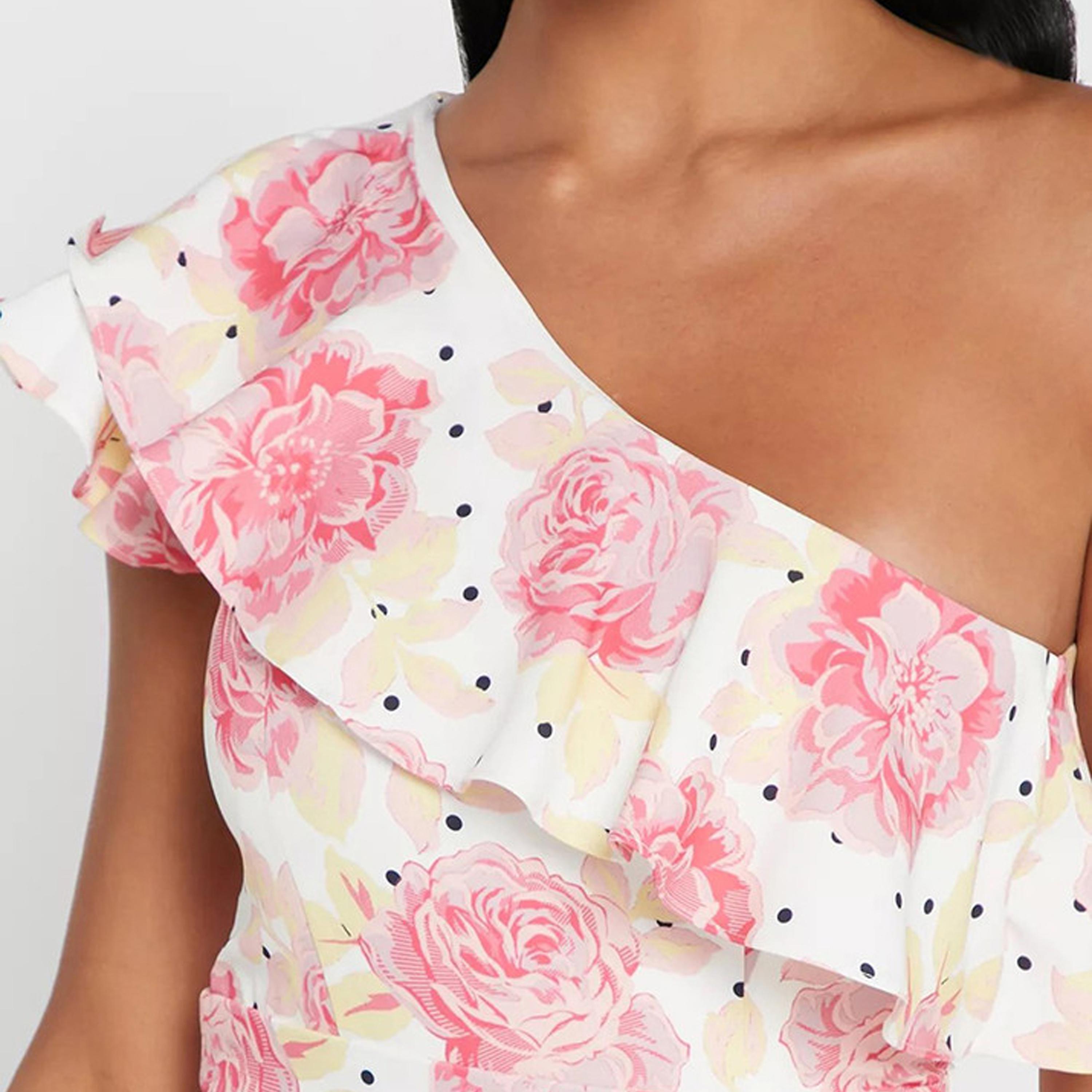 فستان بوديكون بطول الركبة بكتف واحد زهري من ليتل ميسترس بلون وردي -women-clothing-dresses-image-2