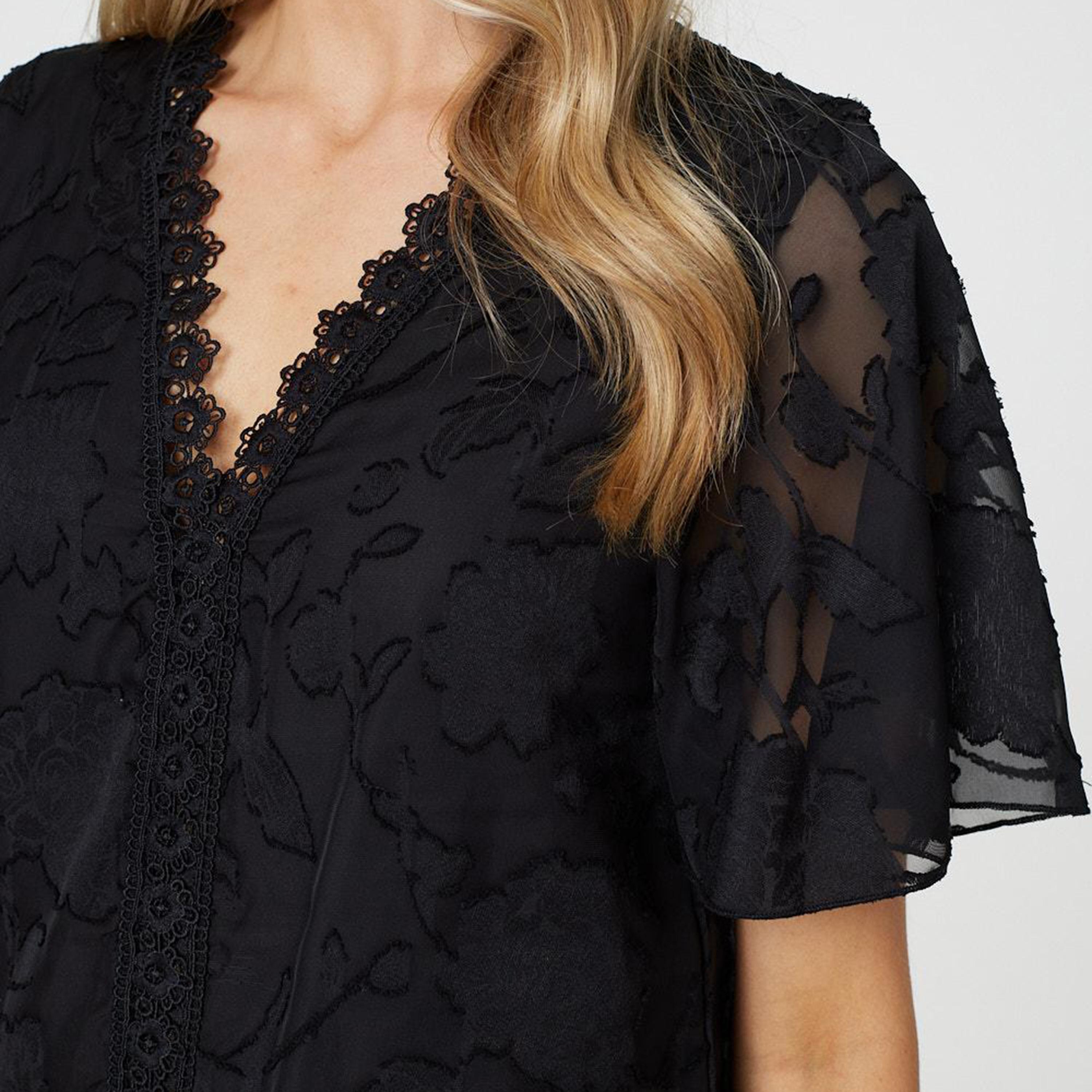 Izabel London Jacquard Floral Flutter Sleeves Women's Top-women-clothing-shirtsandblouses-blouses-image-4