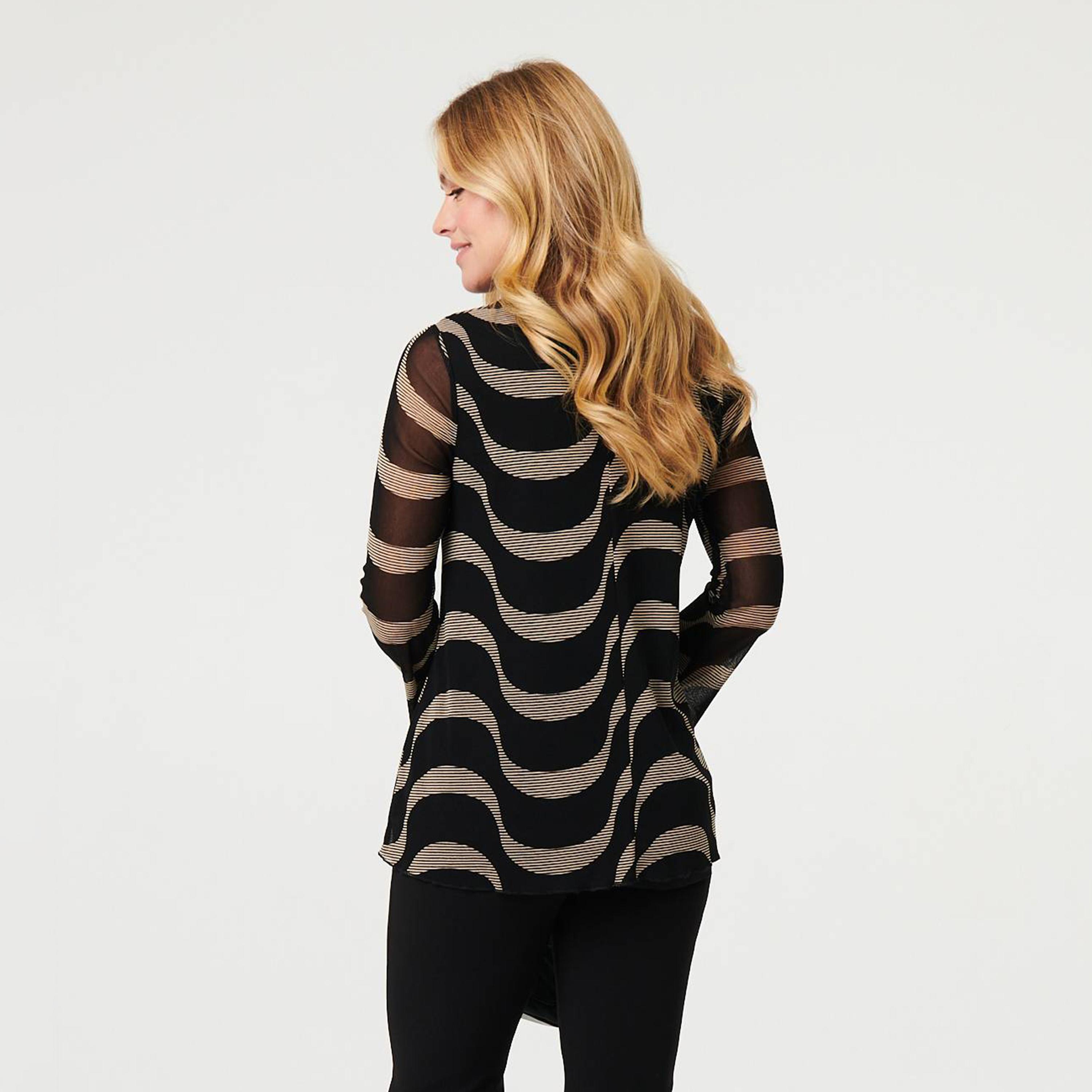 بلوزة نسائية بطبعة تجريدية بلون أسود من إيزابيل لندن-women-clothing-shirtsandblouses-blouses-image-3