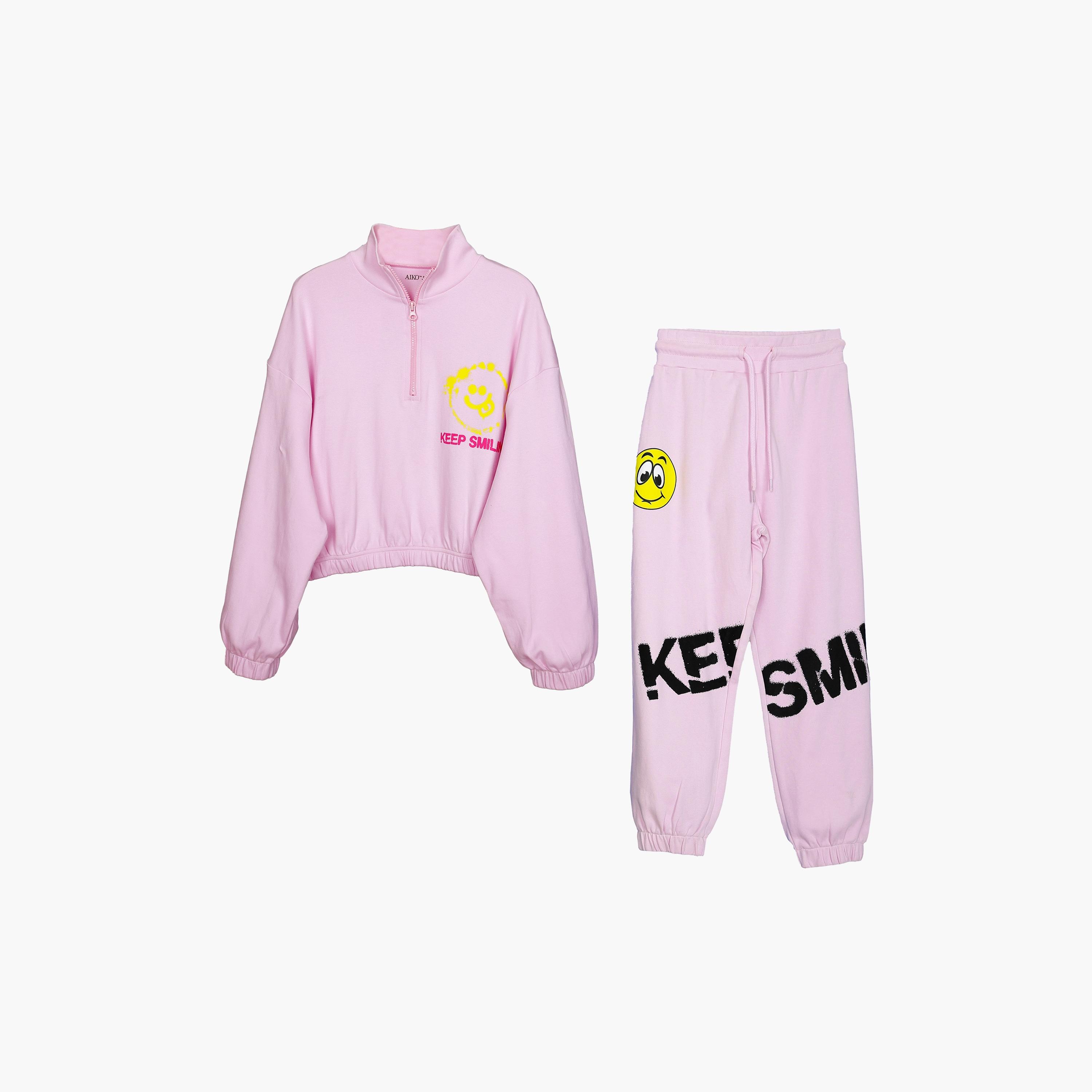 طقم سويت شيرت بأكمام طويلة وبنطلون ركض قطعتين من أيكو-girls-clothing-setsandcoords-image-1