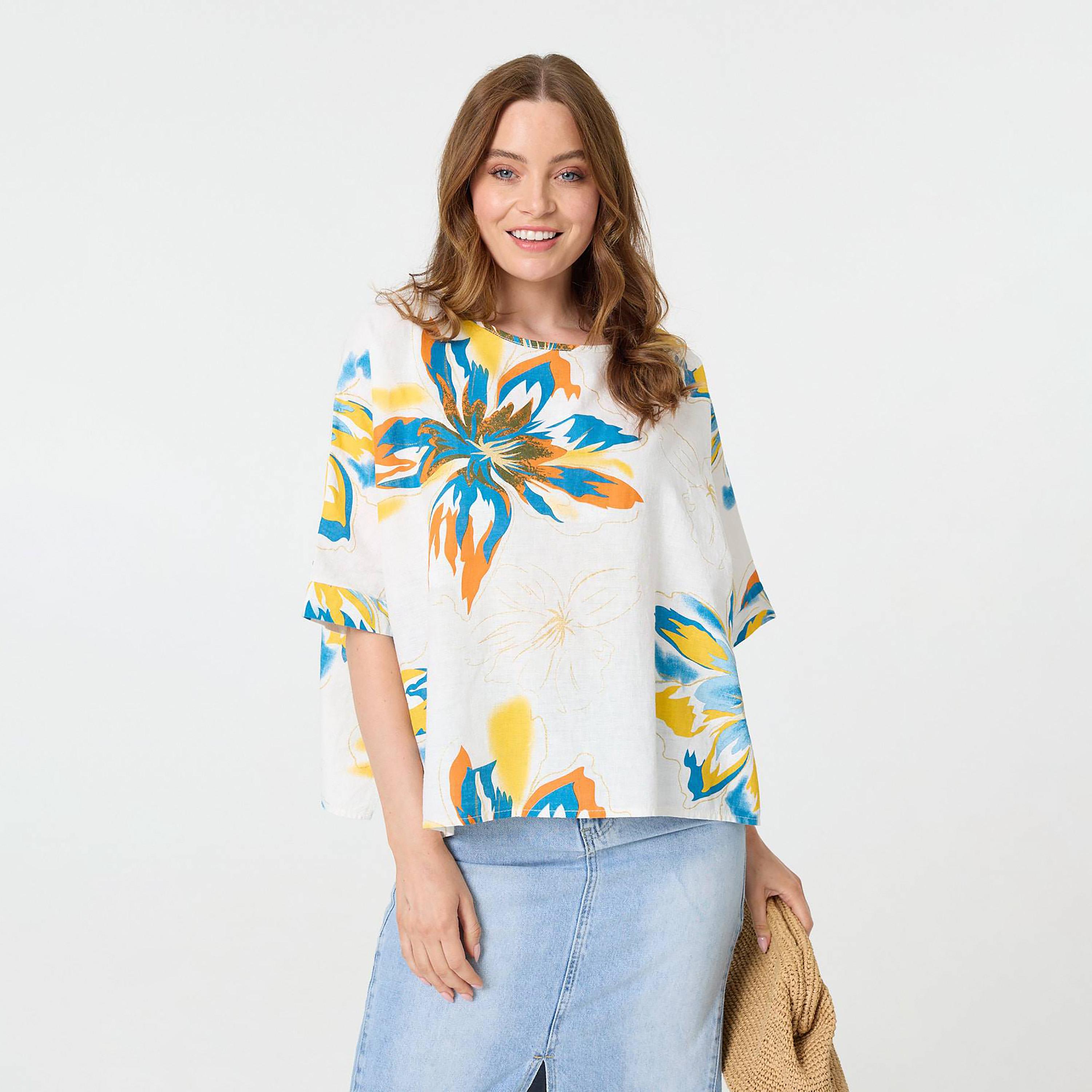 Izabel London White Floral Print Women's Top-women-clothing-shirtsandblouses-blouses-image-1