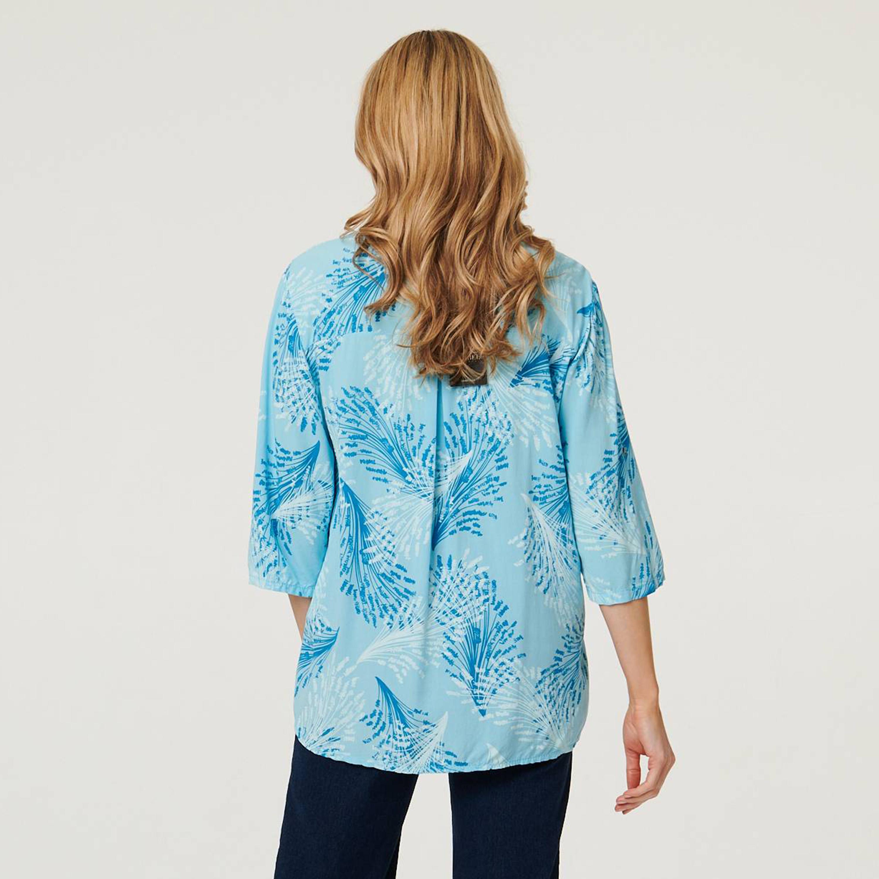 Izabel London Blue Printed Mandarin Collar Women's Top-women-clothing-shirtsandblouses-blouses-image-3