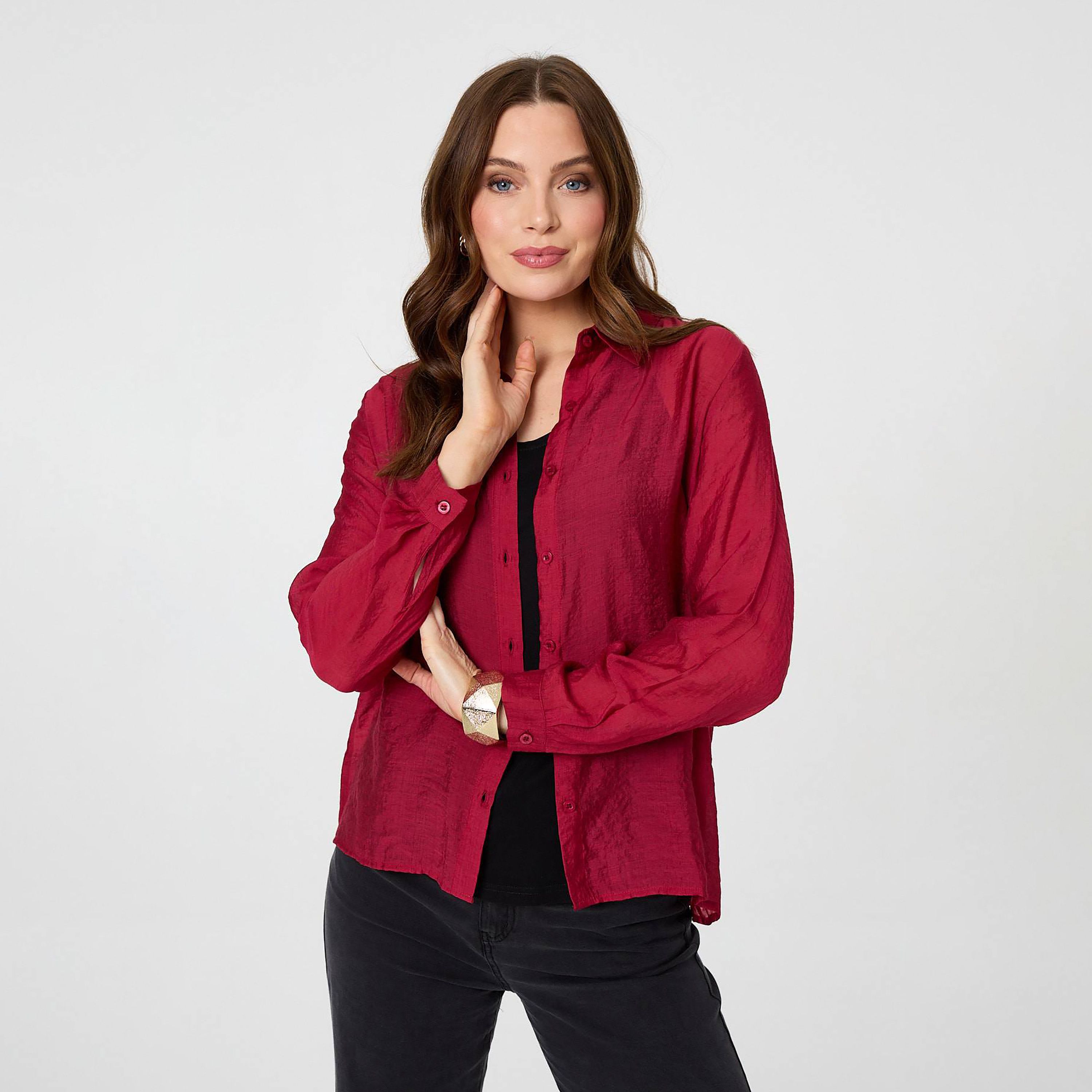 قميص نسائي بياقة من إيزابيل لندن-women-clothing-shirtsandblouses-shirts-image-1