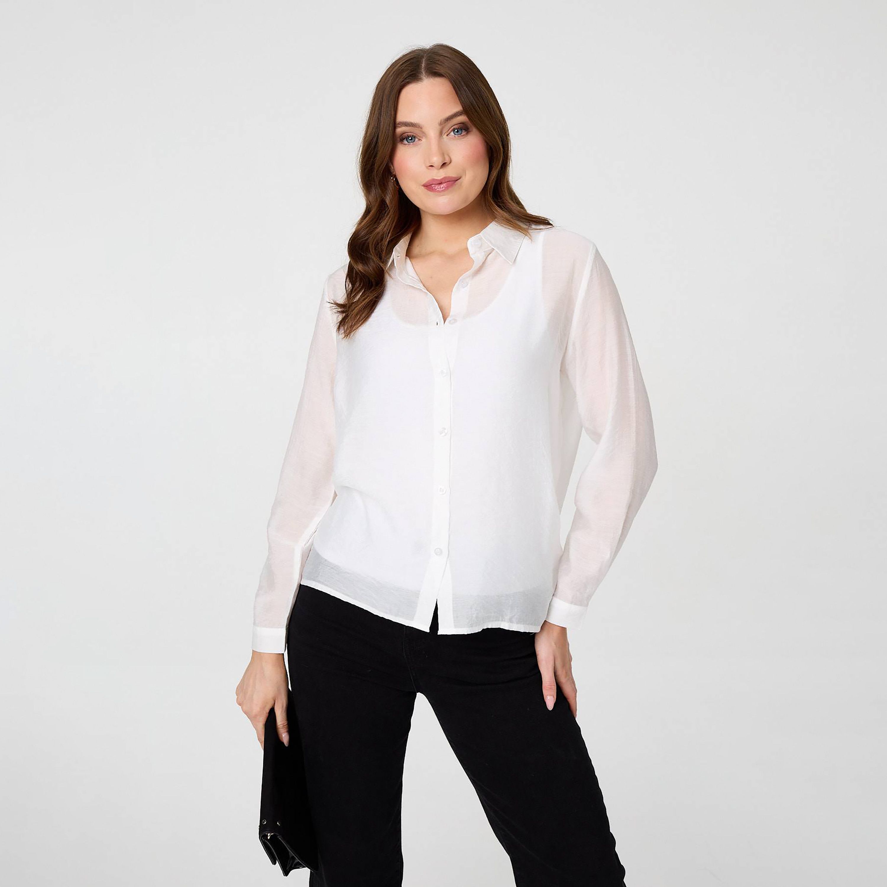 قميص نسائي بياقة من إيزابيل لندن-women-clothing-shirtsandblouses-shirts-image-17