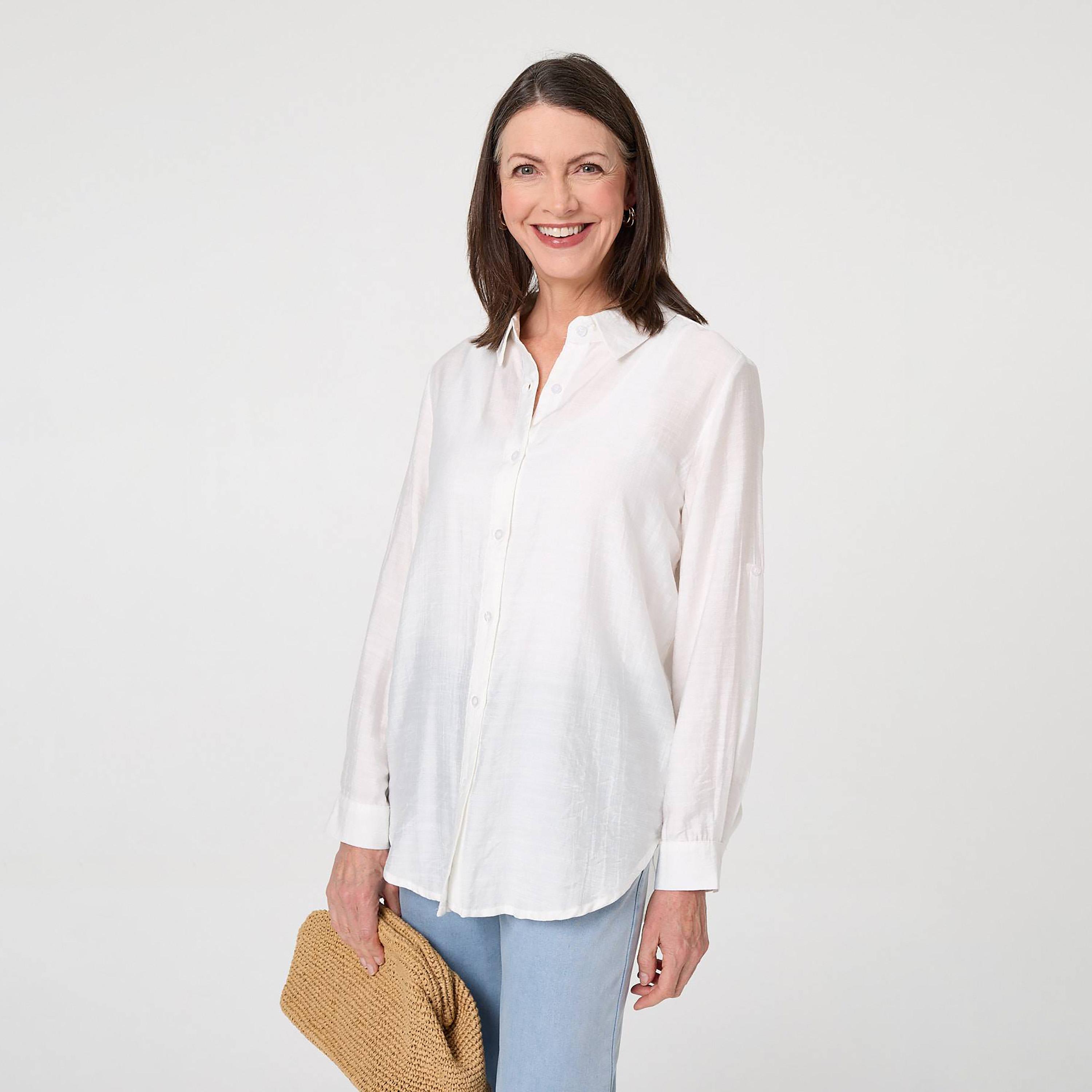 Izabel London Collared Roll-Up Sleeves Women's Shirt-women-clothing-shirtsandblouses-shirts-image-1