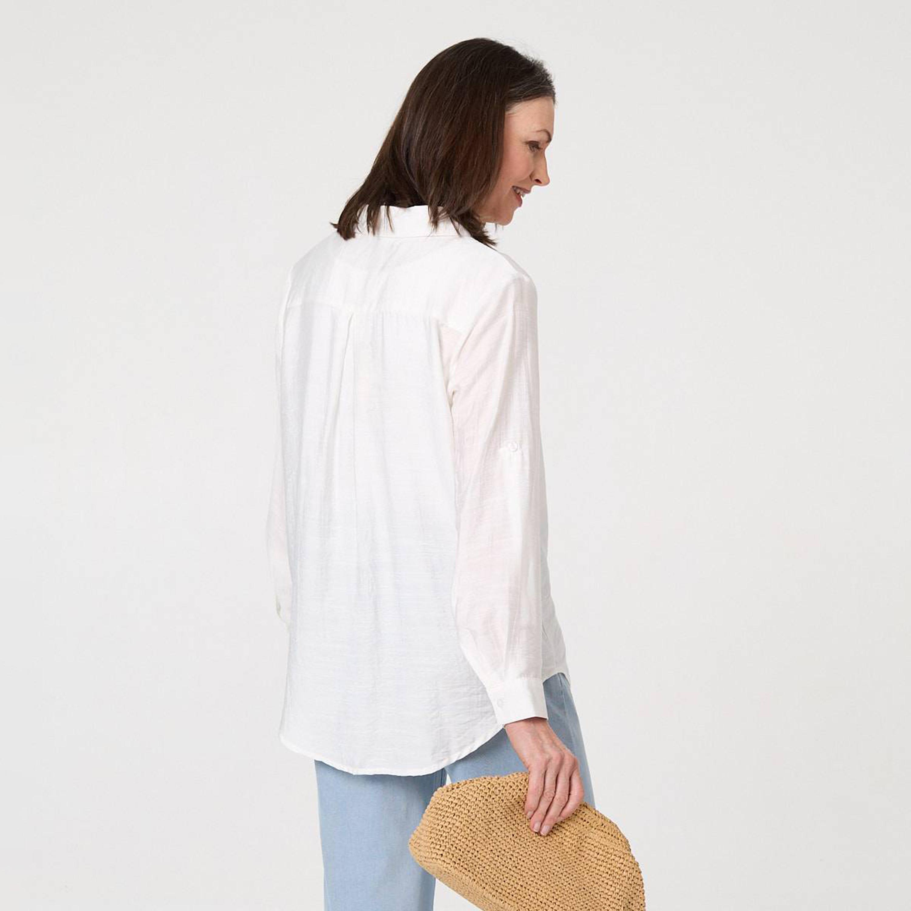 Izabel London Collared Roll-Up Sleeves Women's Shirt-women-clothing-shirtsandblouses-shirts-image-3