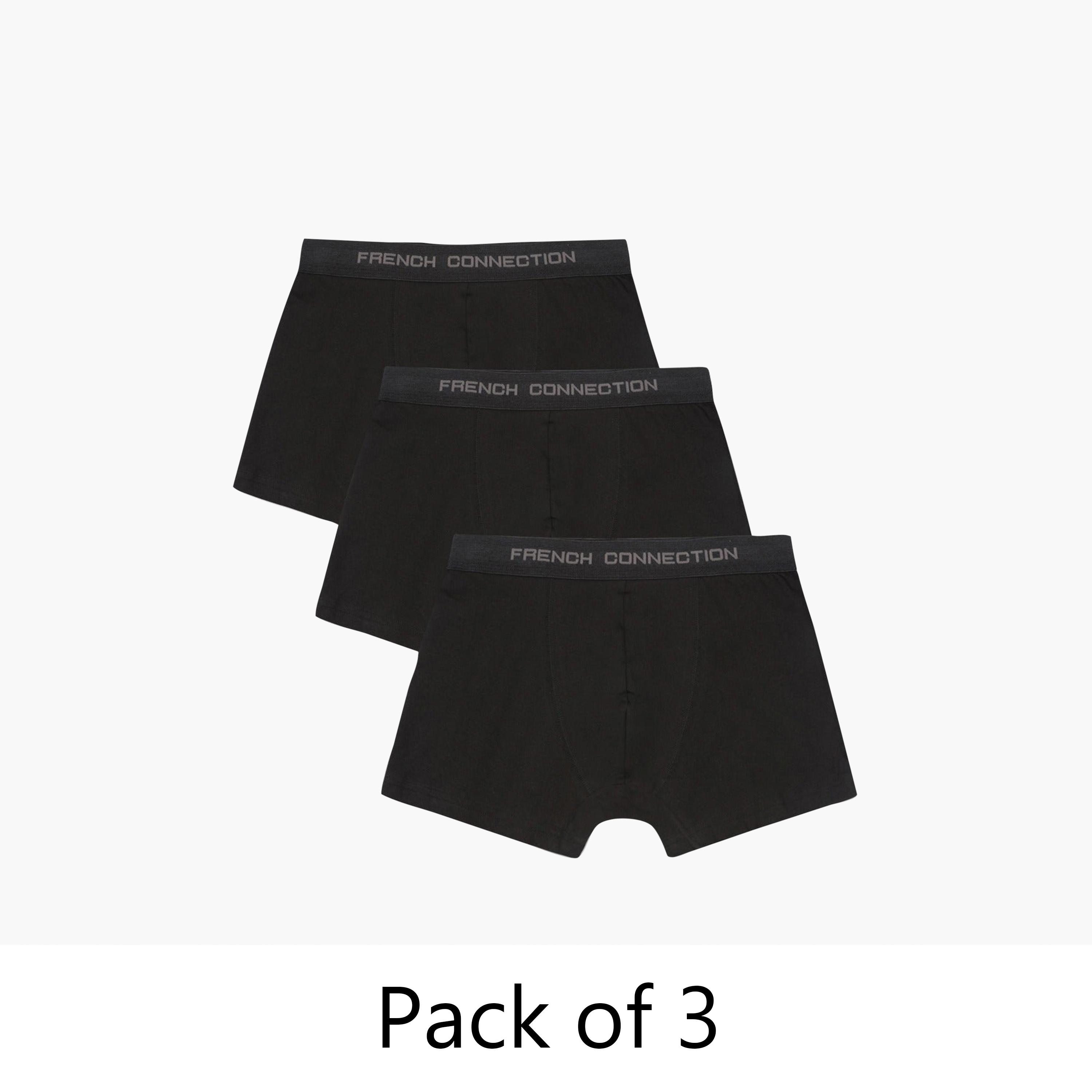 عبوة من 3 سراويل داخلية رجالية بحزام خصر مطبوع عليه علامة تجارية من فرينش كونيكشن-men-clothing-innerwear-underwear-image-1