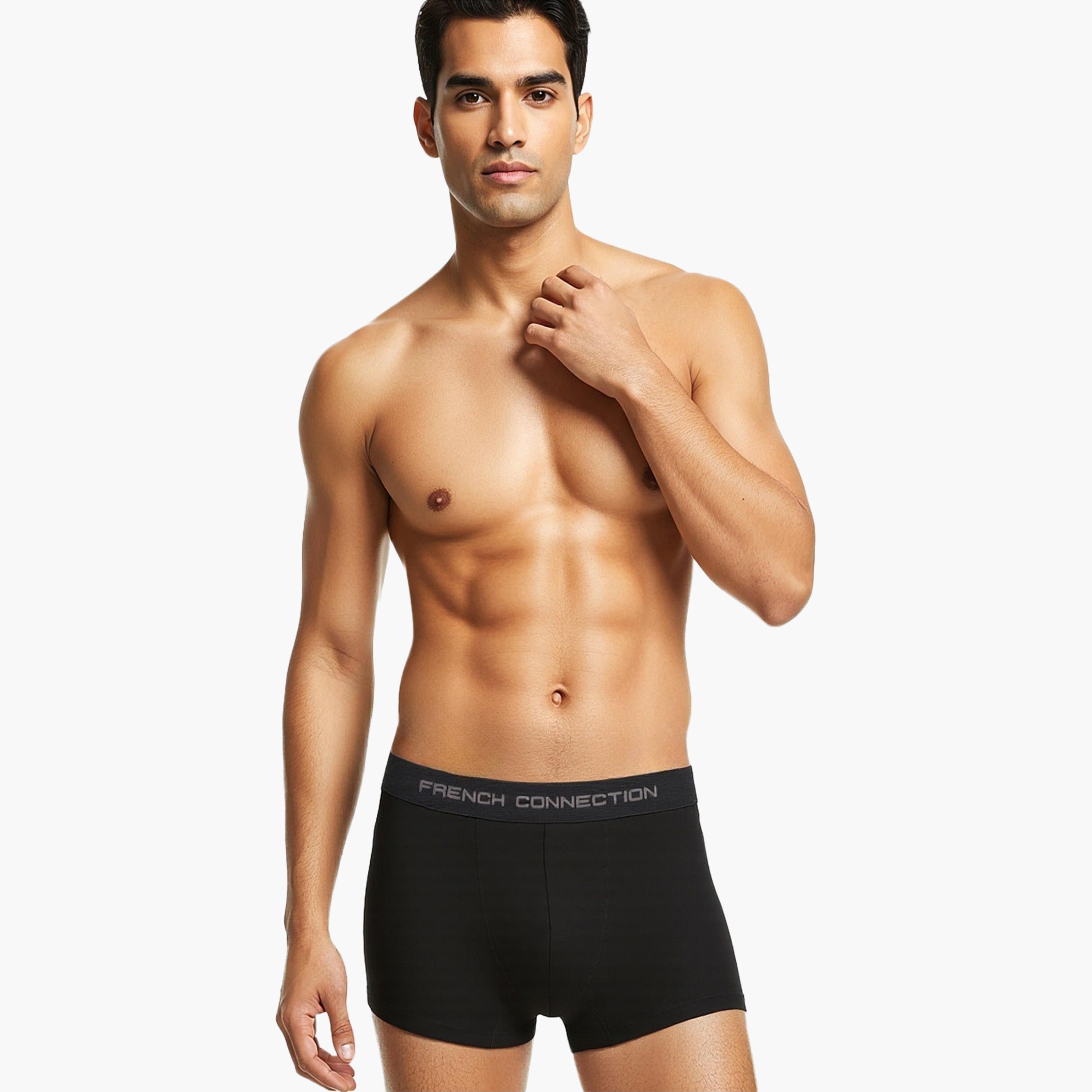 عبوة من 3 سراويل داخلية رجالية بحزام خصر مطبوع عليه علامة تجارية من فرينش كونيكشن-men-clothing-innerwear-underwear-image-2