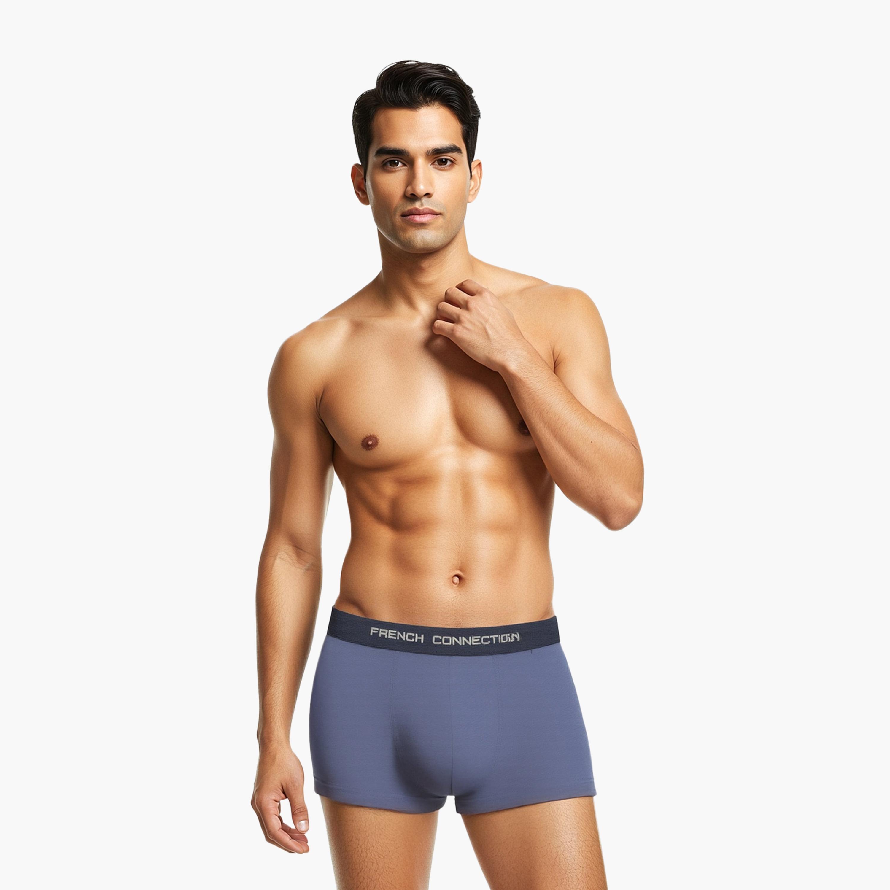 French Connection Pack of 3 Brand Print Waistband Men's Trunk-men-clothing-innerwear-underwear-image-4