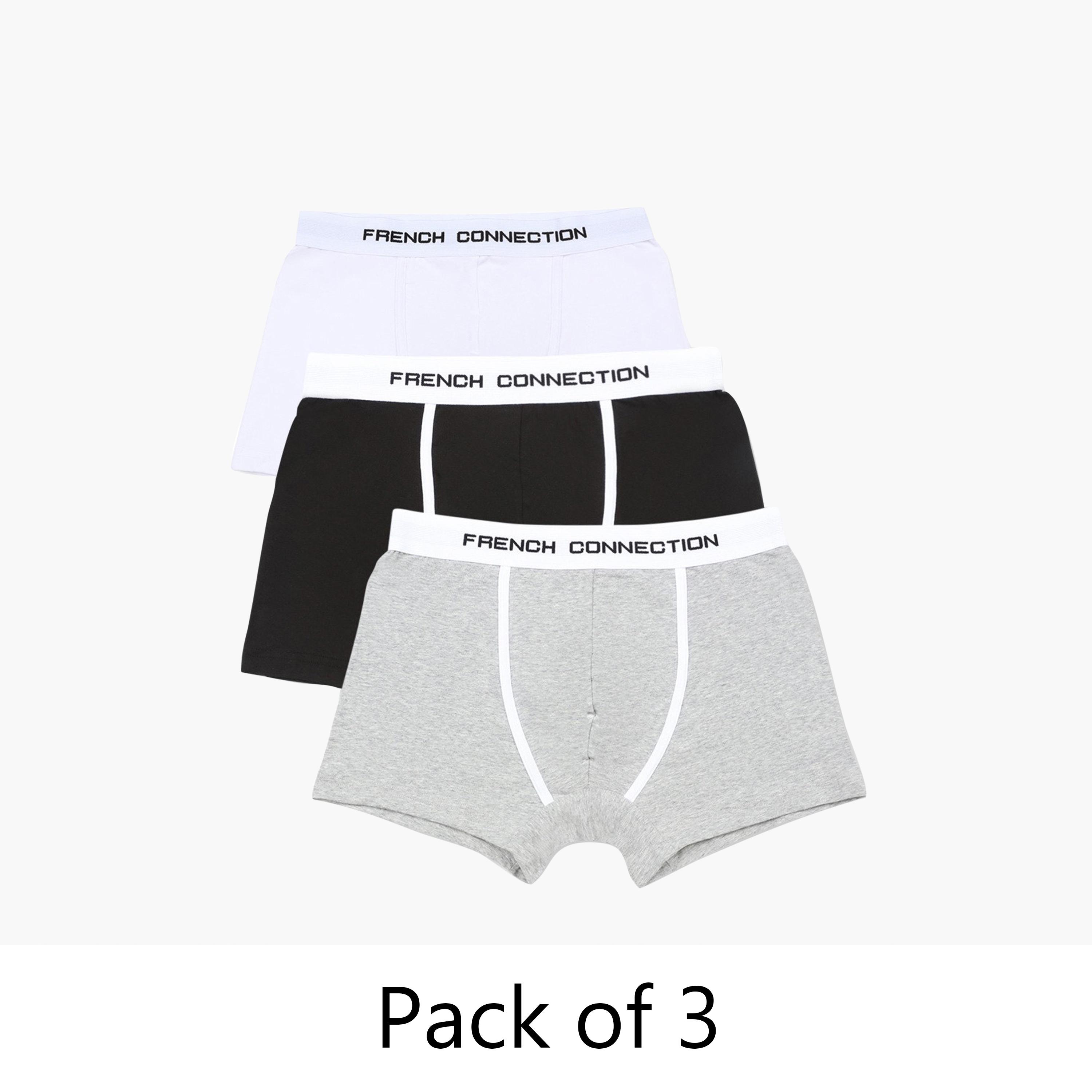 French Connection Pack of 3 Brand Print Waistband Men's Trunk-men-clothing-innerwear-underwear-image-1