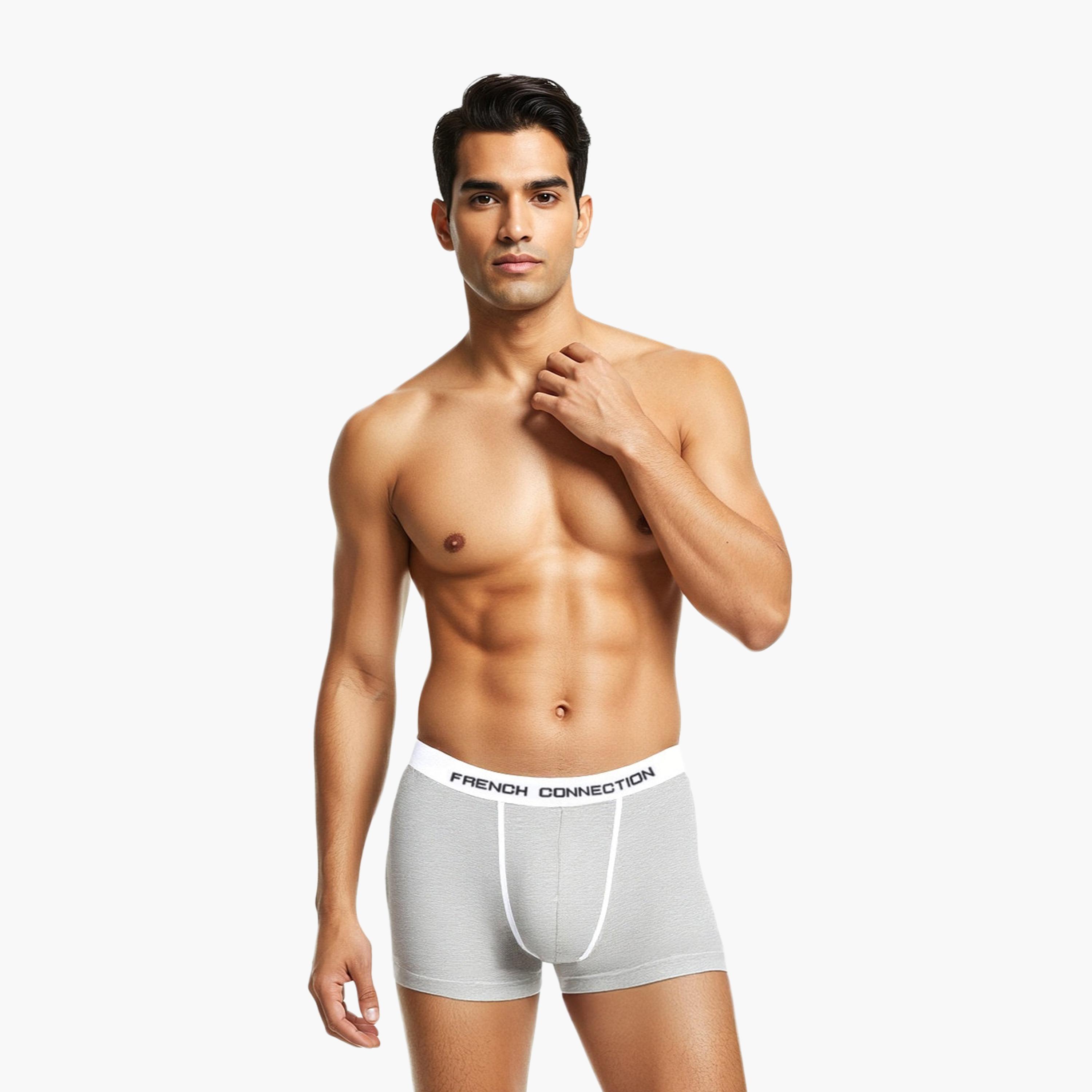 French Connection Pack of 3 Brand Print Waistband Men's Trunk-men-clothing-innerwear-underwear-image-2