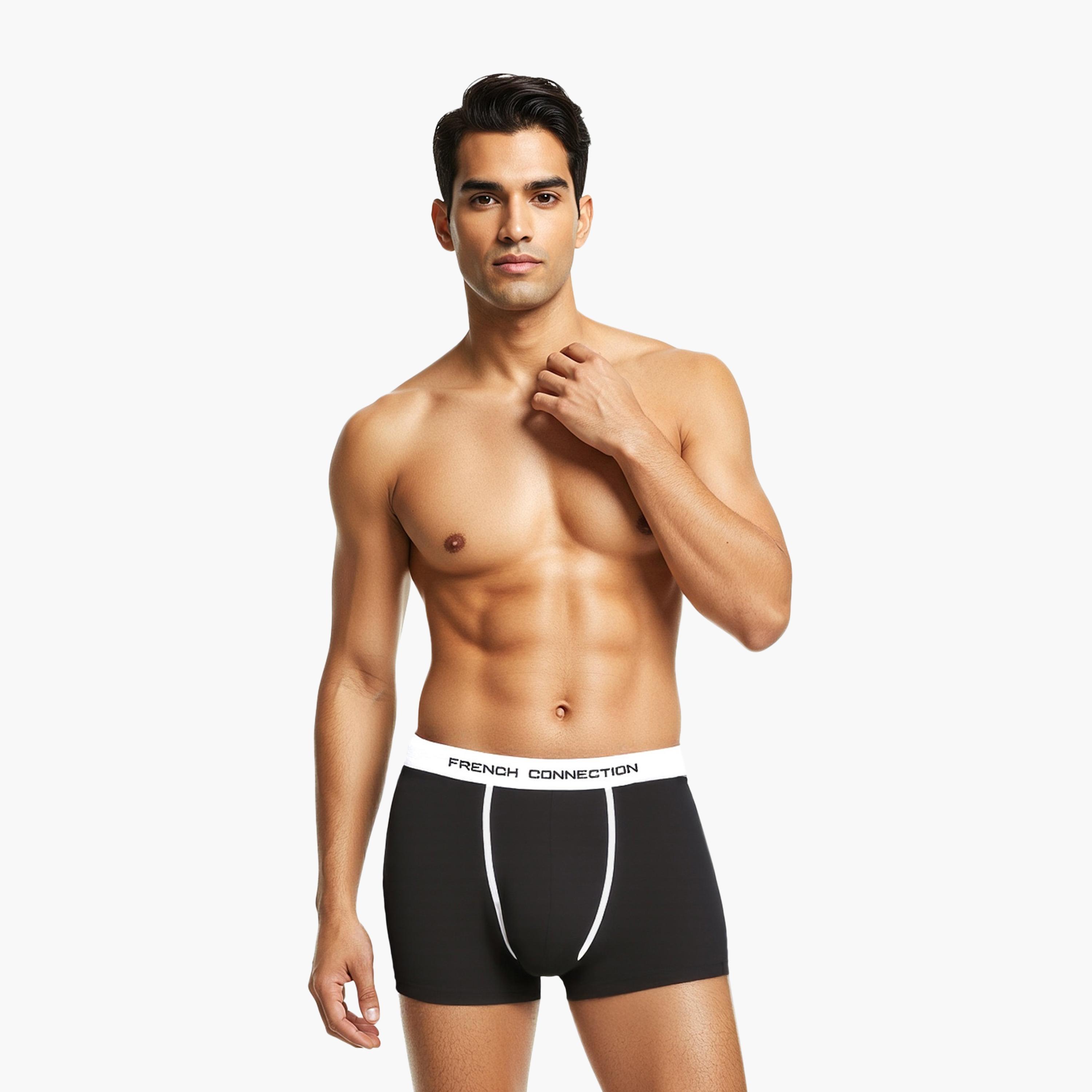 French Connection Pack of 3 Brand Print Waistband Men's Trunk-men-clothing-innerwear-underwear-image-3