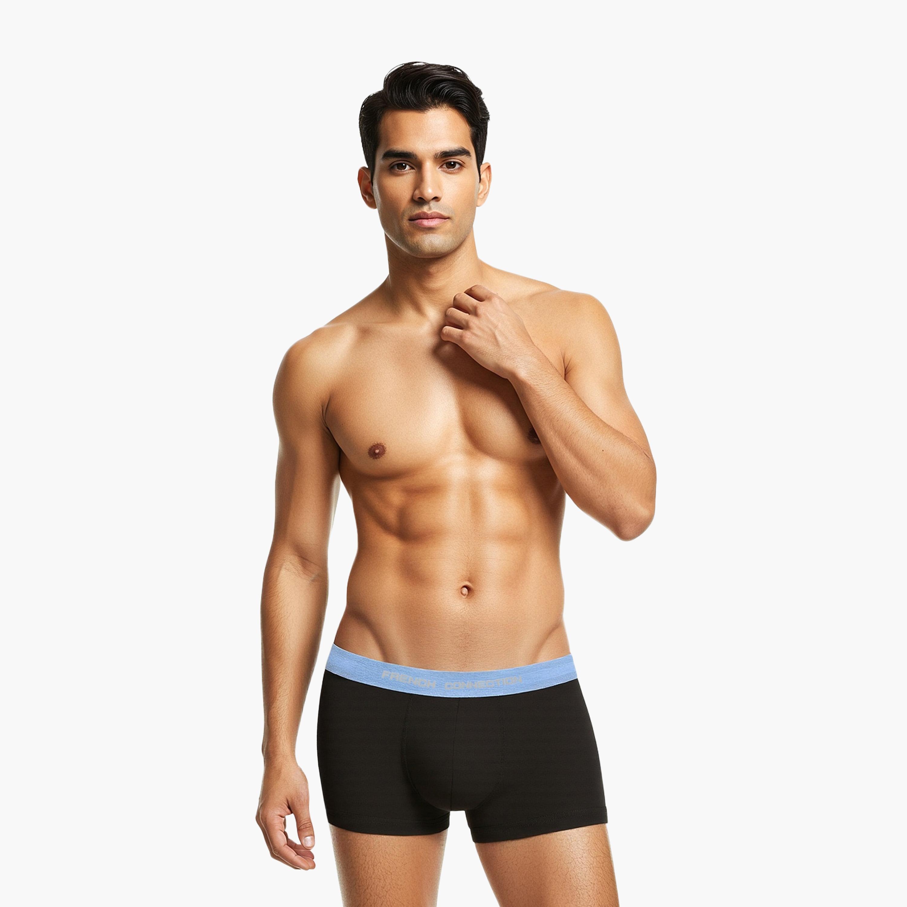 French Connection Pack of 3 Brand Print Waistband Men's Trunk-men-clothing-innerwear-underwear-image-2