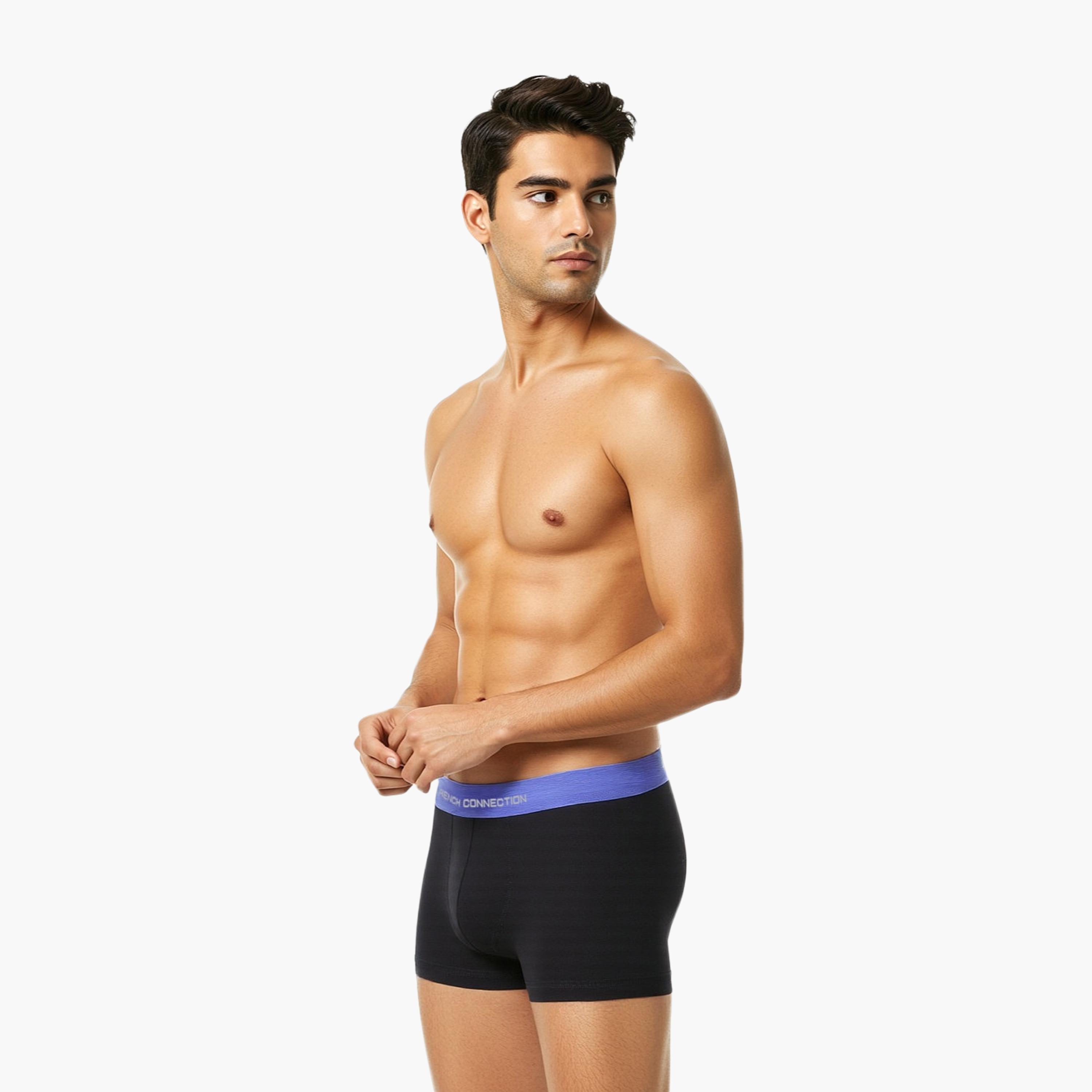 French Connection Pack of 3 Brand Print Waistband Men's Trunk-men-clothing-innerwear-underwear-image-3