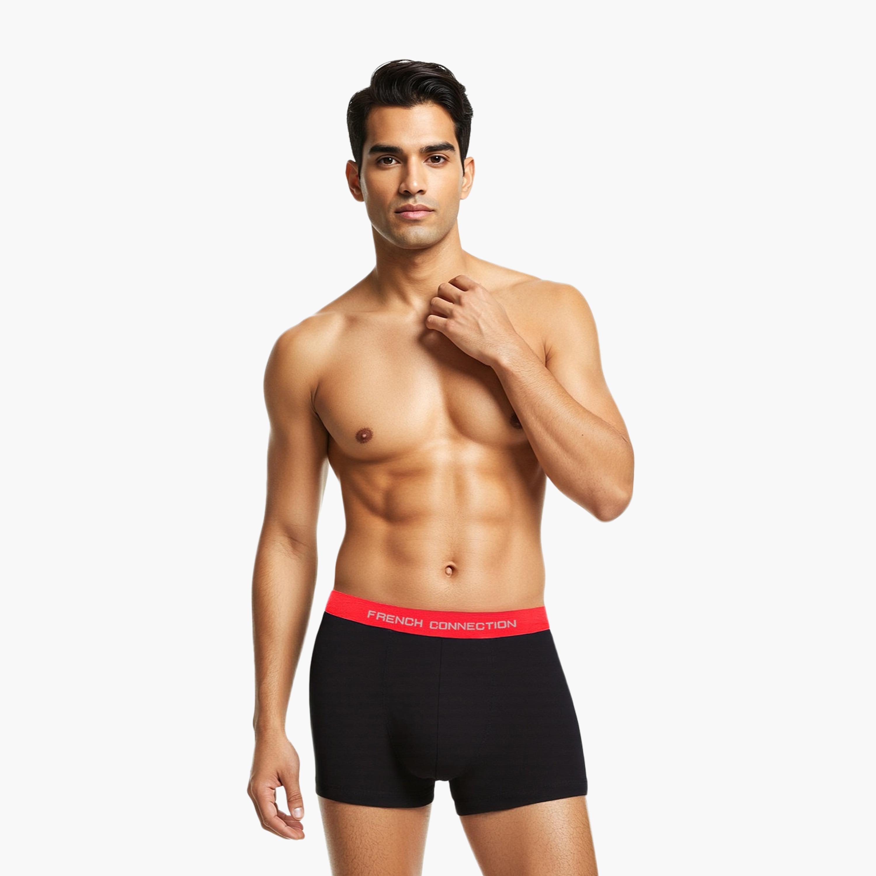 French Connection Pack of 3 Brand Print Waistband Men's Trunk-men-clothing-innerwear-underwear-image-4