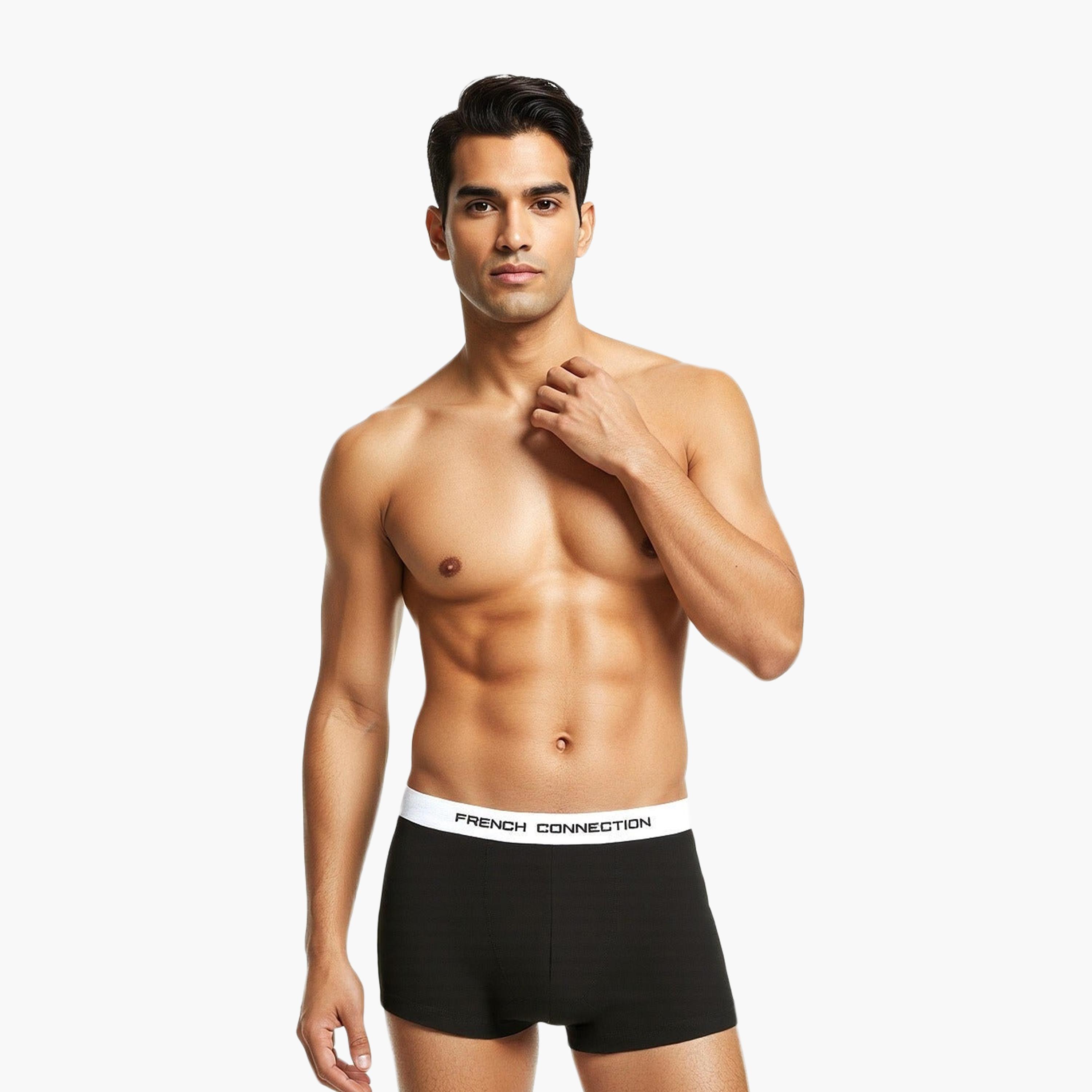 French Connection Pack of 3 Brand Print Waistband Men's Trunk-men-clothing-innerwear-underwear-image-2