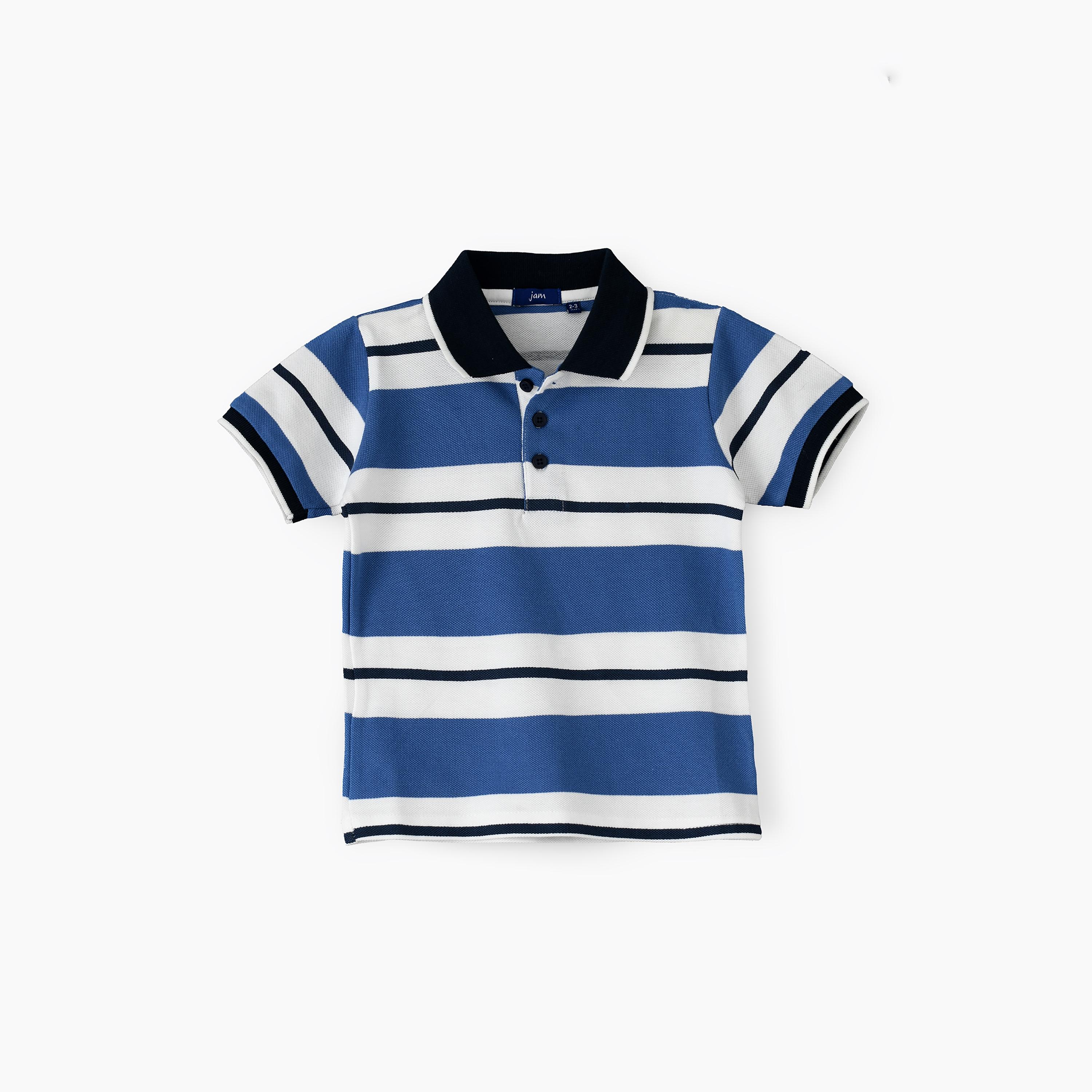 تي شيرت بولو بأكمام قصيرة مخطط من يونيك كيدز-boys-clothing-tshirtsandpolos-image-1