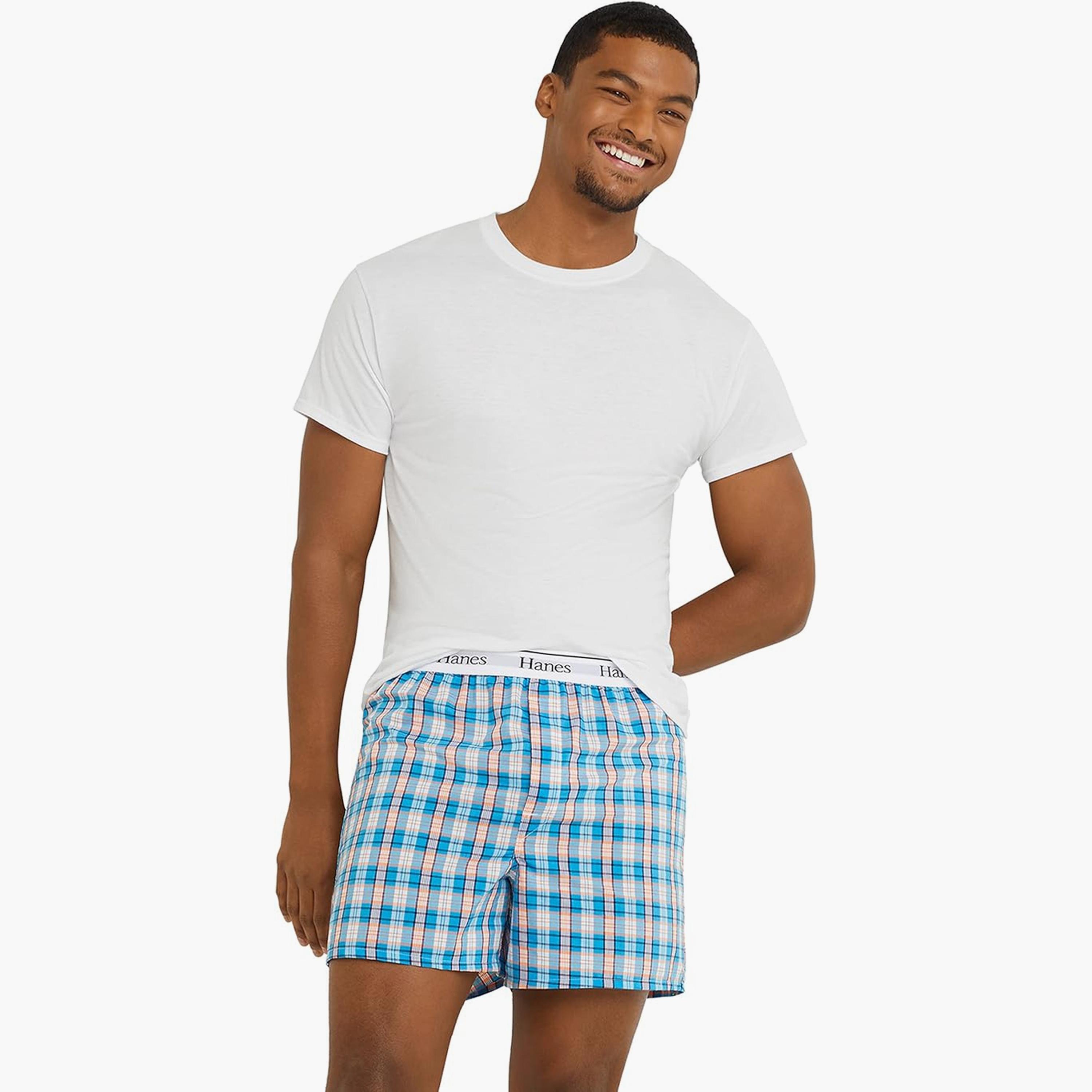 Hanes Assorted Pack of 3 Checked Brand Print Waistband Men's Boxers-men-clothing-innerwear-underwear-image-2