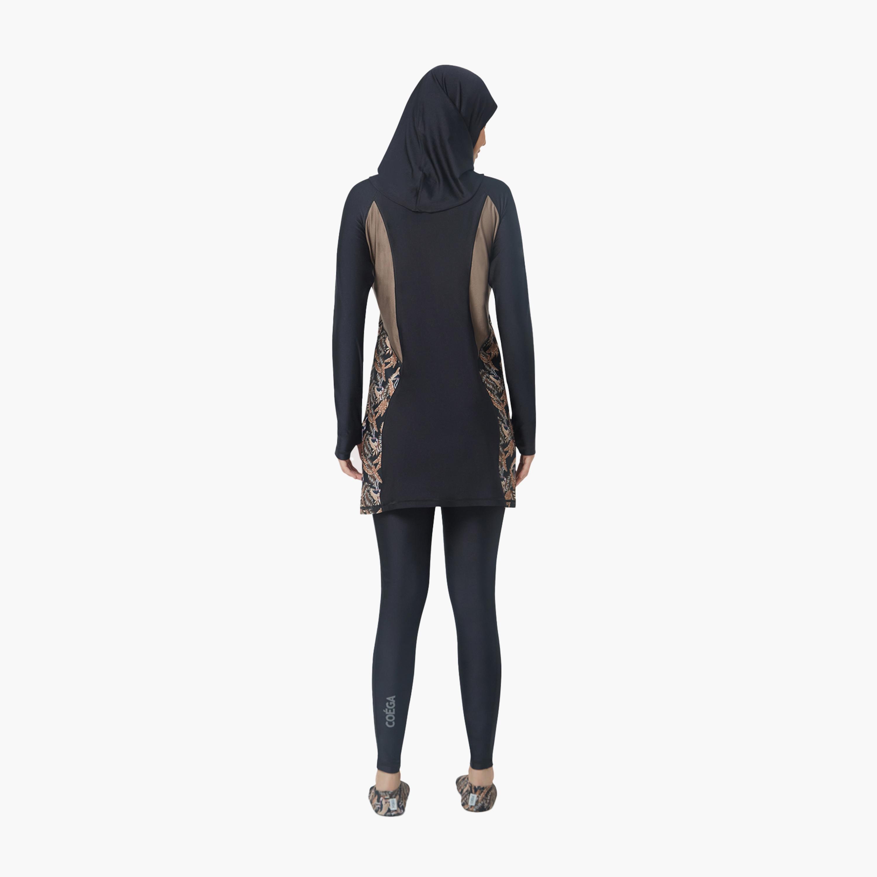 COEGA Women Modest 3 Piece Swim Set, Nero Golden Flamingo-women-clothing-swimandbeach-burkinis-image-4