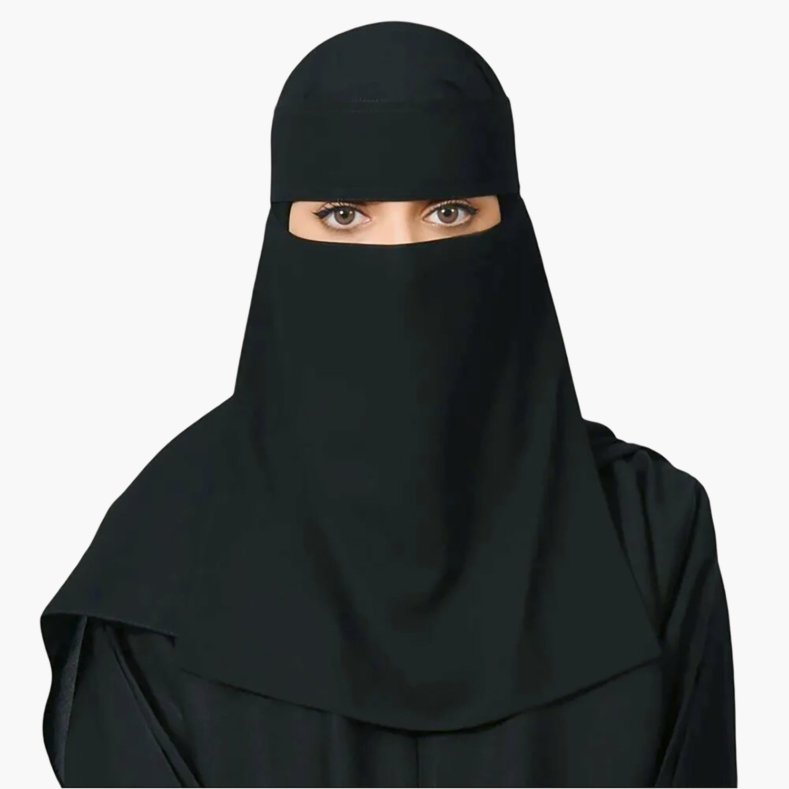 Outlet Black Delxue Women's Niqab-women-arabicclothing-headscarf-niqab-image-1