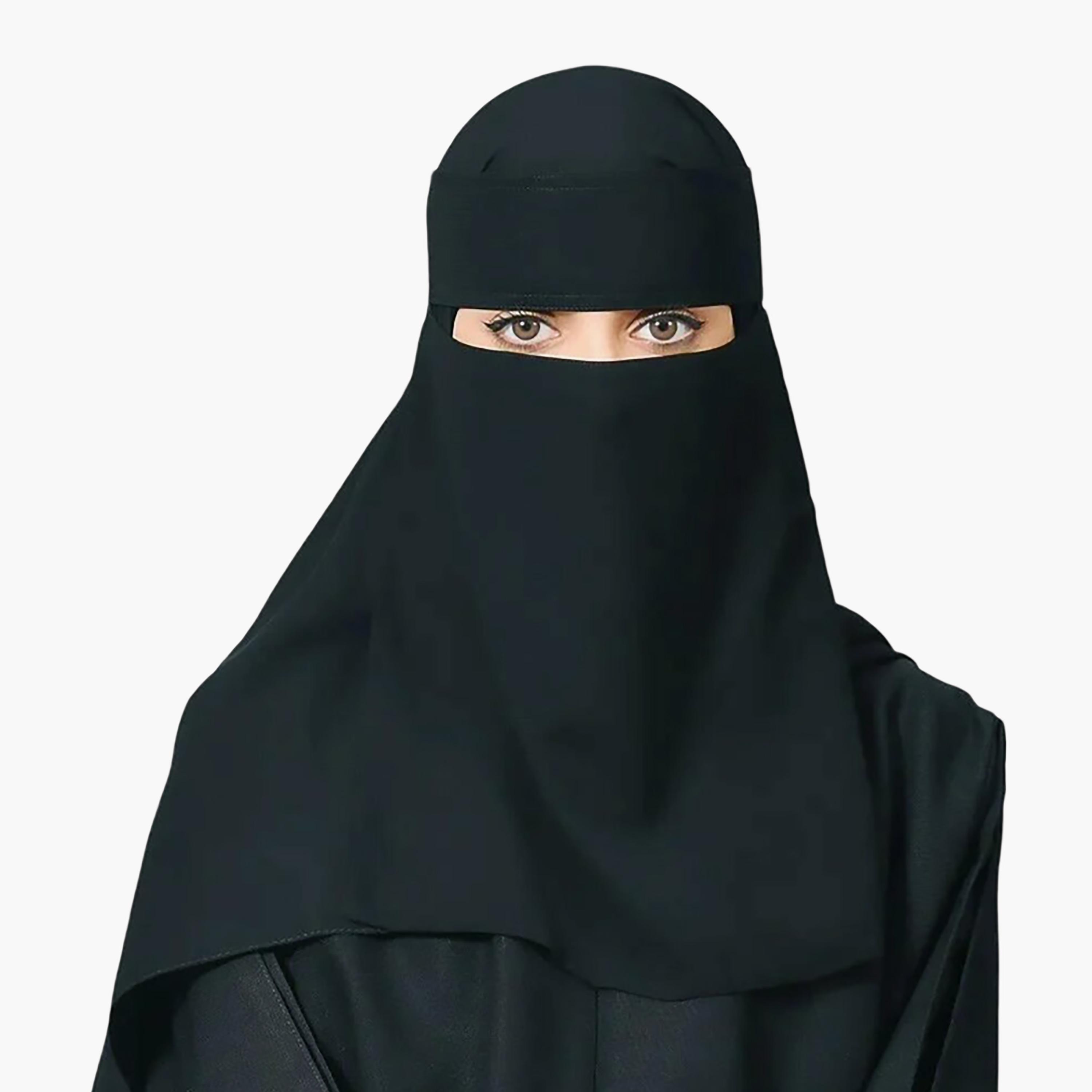 Outlet Black Delxue Women's Niqab-women-arabicclothing-headscarf-niqab-image-1