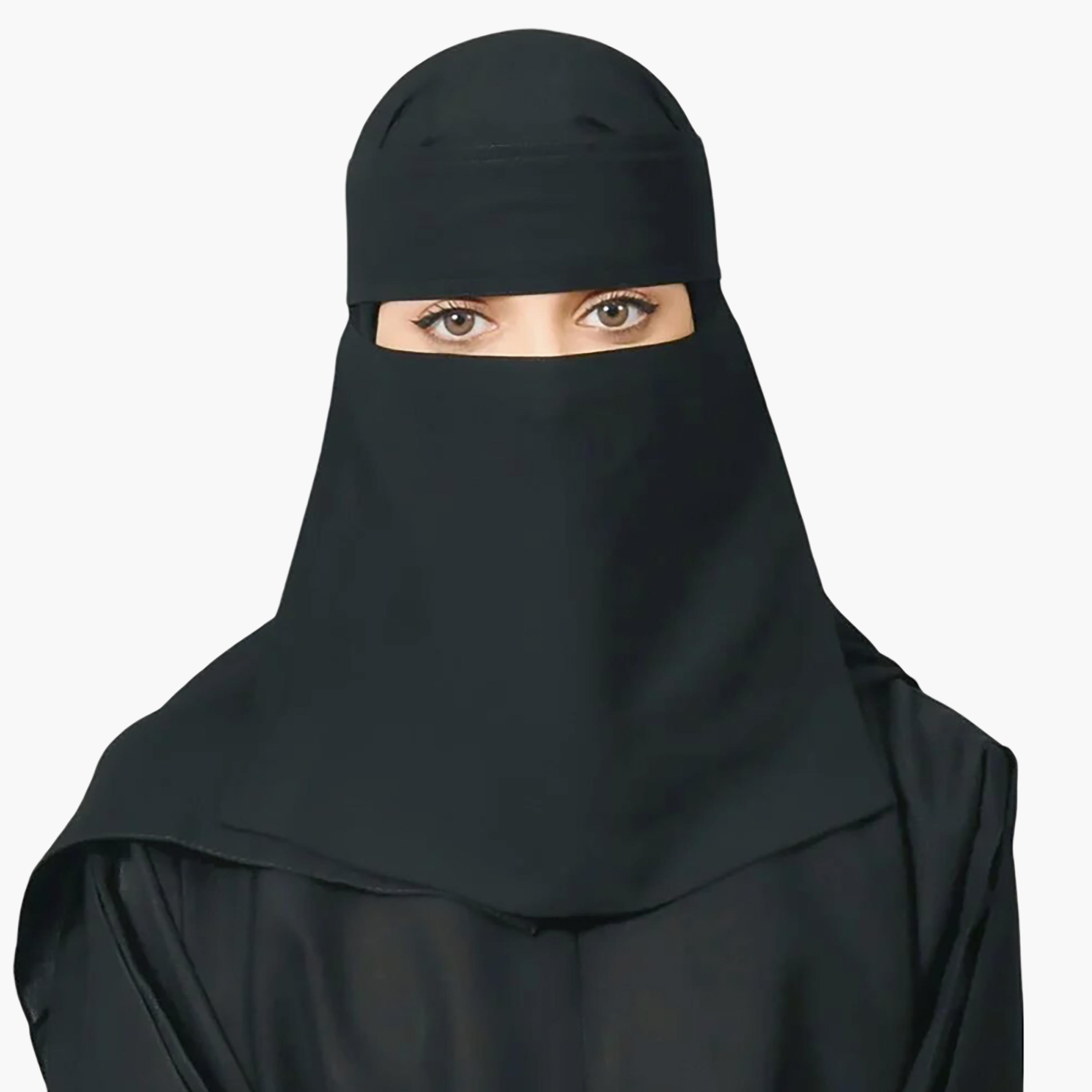 Outlet Black Delxue Women's Niqab-women-arabicclothing-headscarf-niqab-image-1